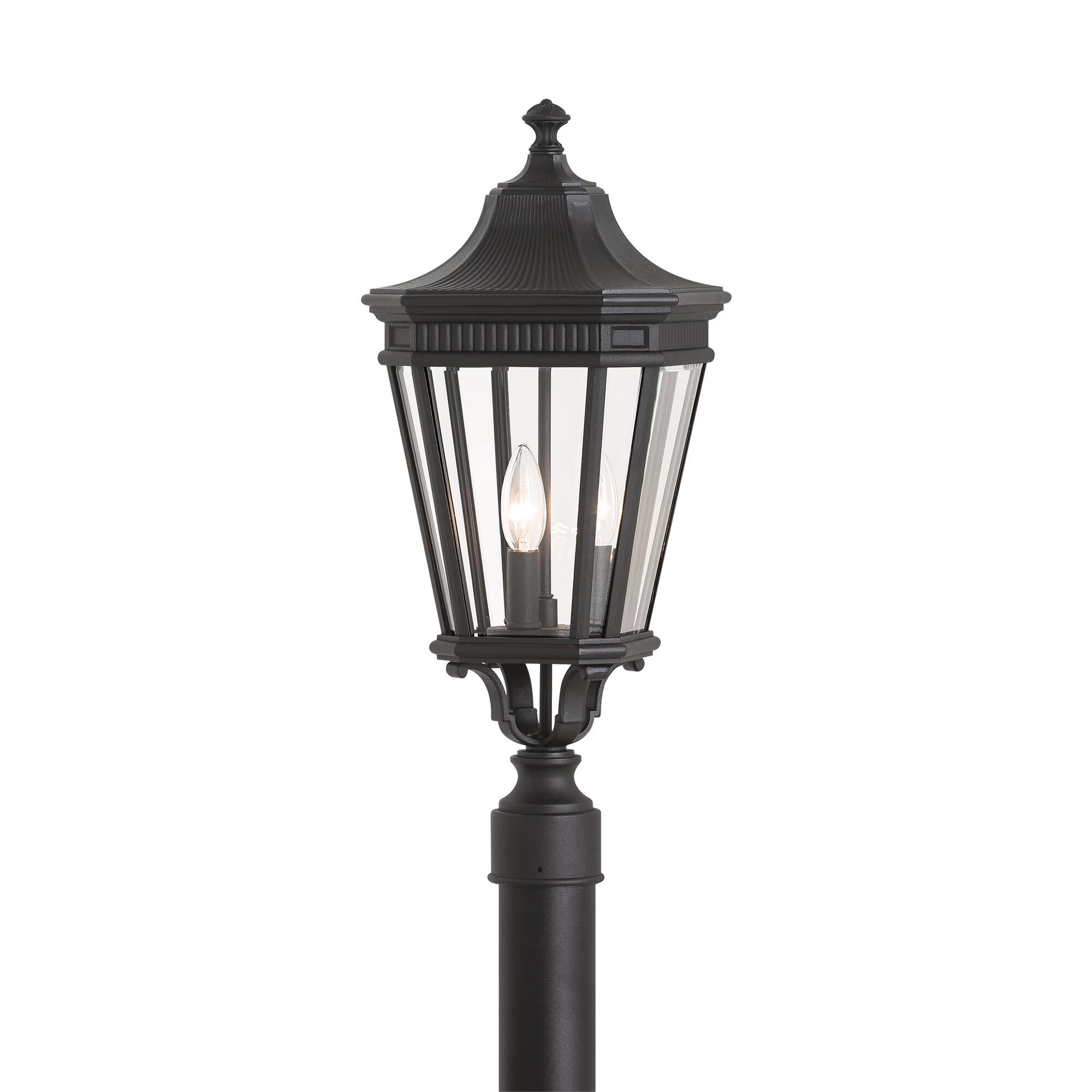 Shown in Black finish and Clear Beveled Panels glass