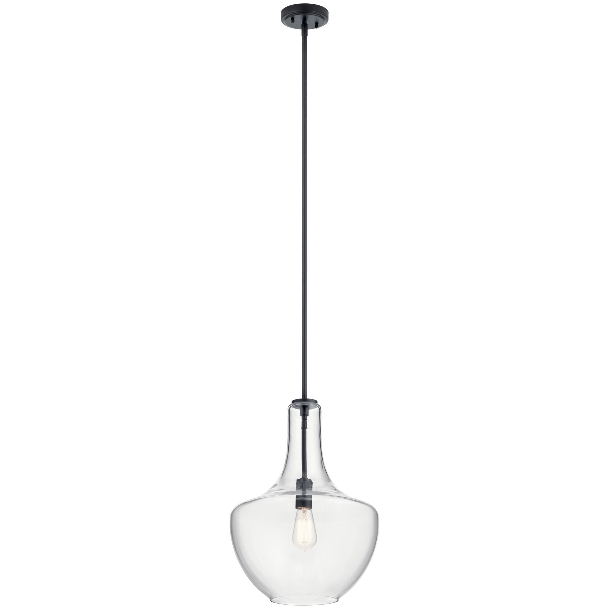 Shown in Black finish and Clear glass