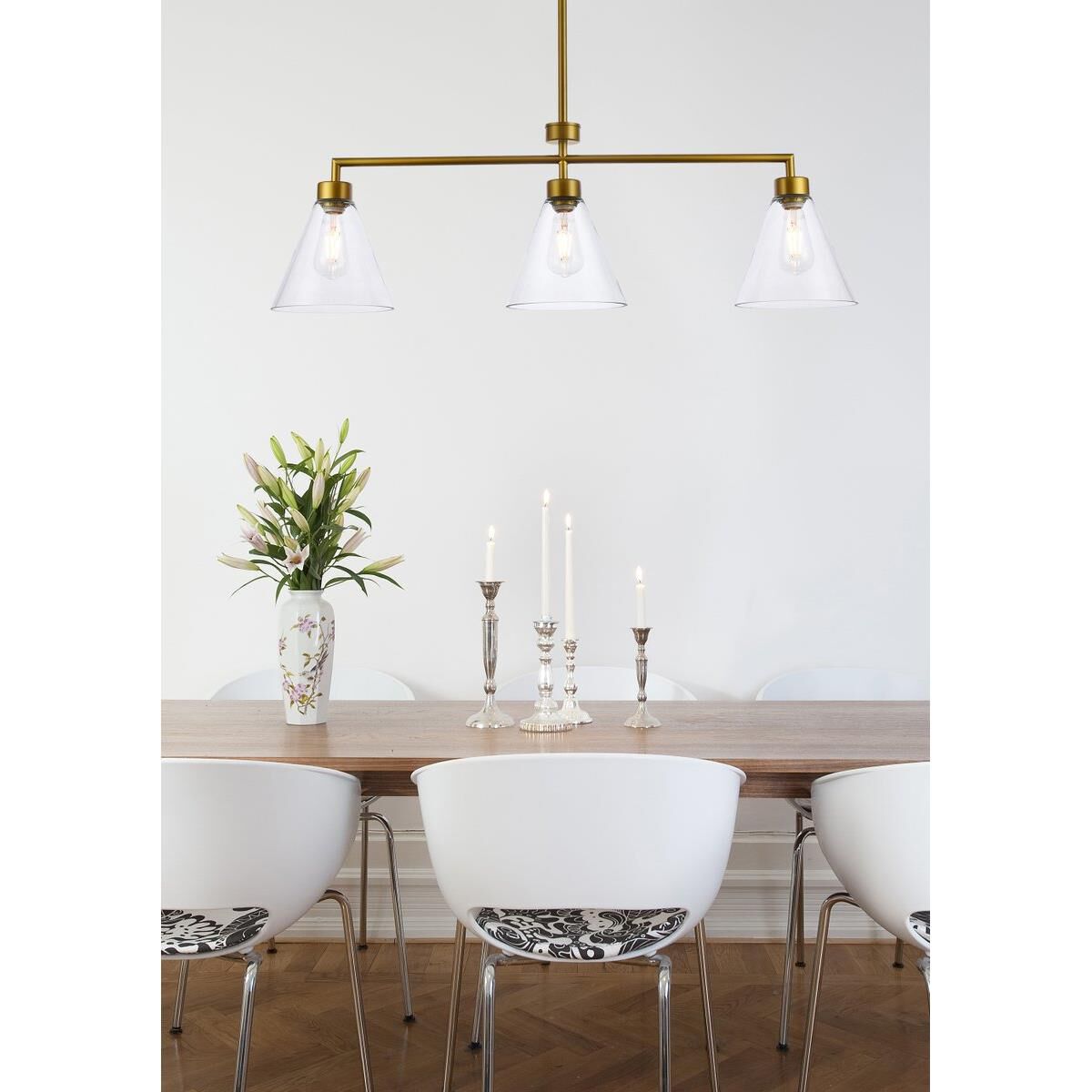 Mera 38 Inch 3 Light Linear Suspension Light by Elegant Lighting
