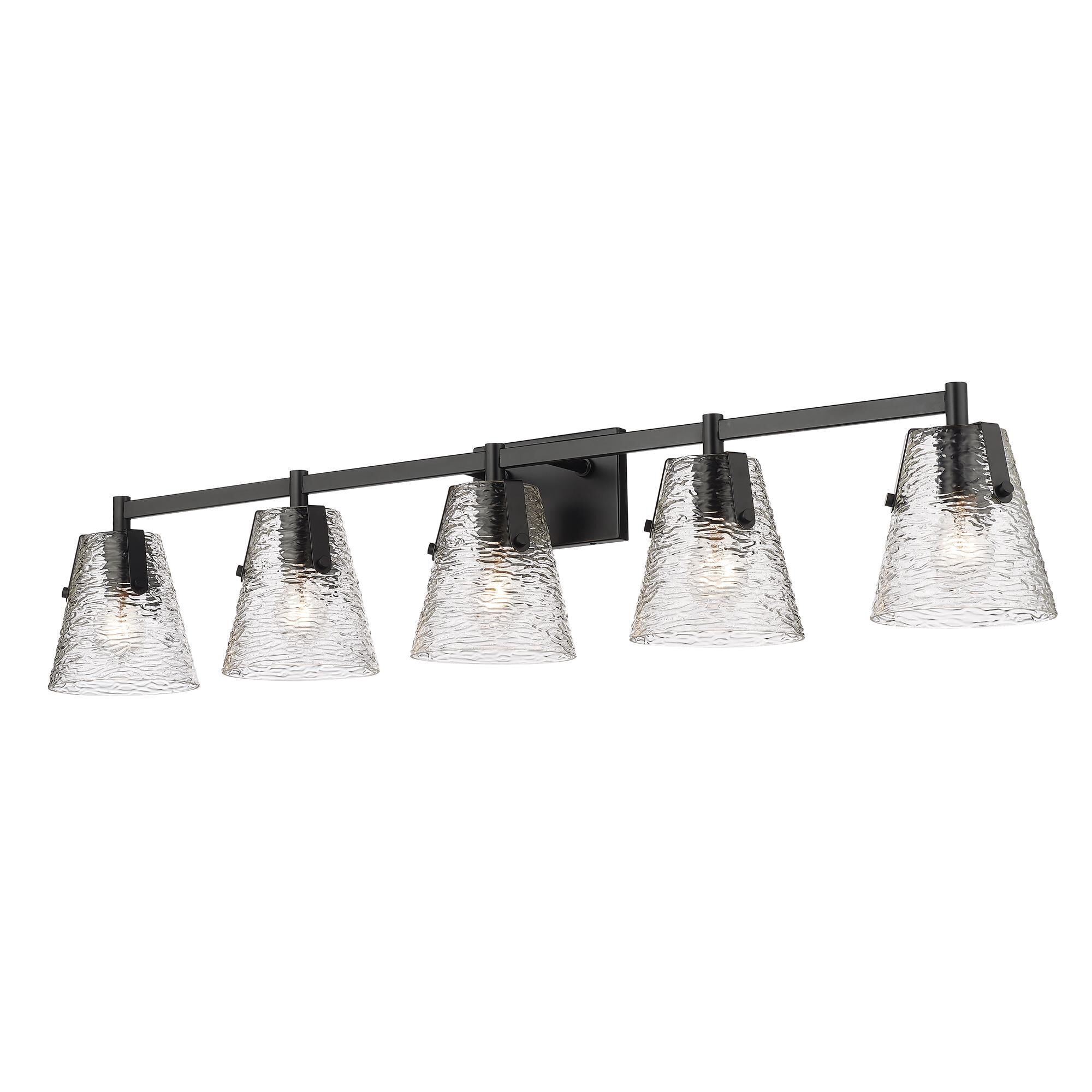 Shown in Matte Black finish and Clear Ribbed glass