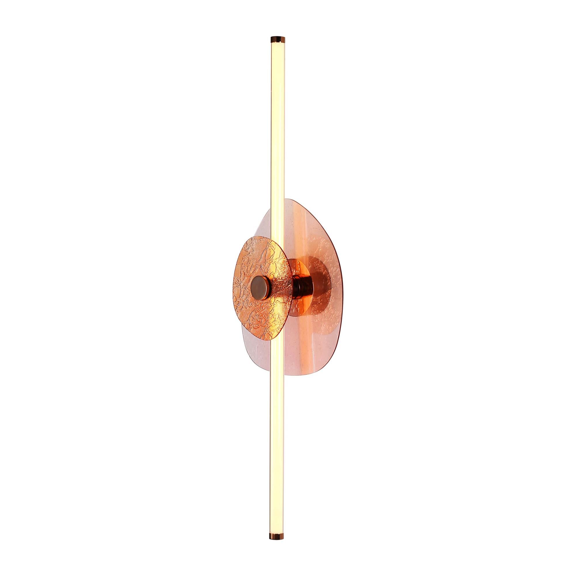 Shown in Rose Gold finish and Pink Seeded and Orange glass