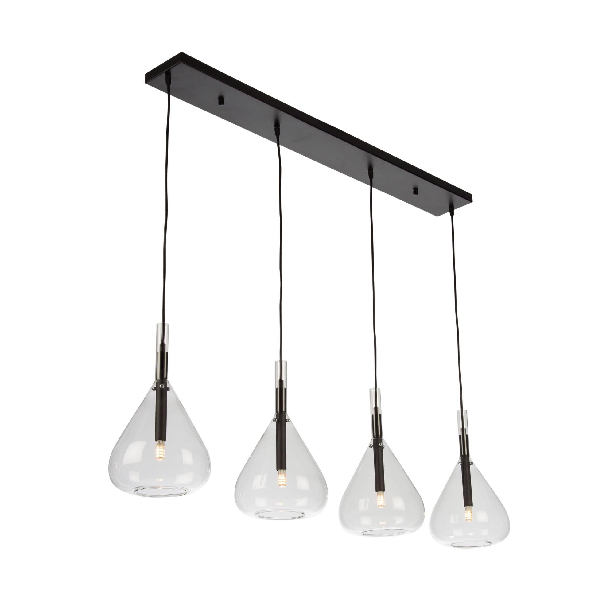 Shown in Black finish and Glass shade