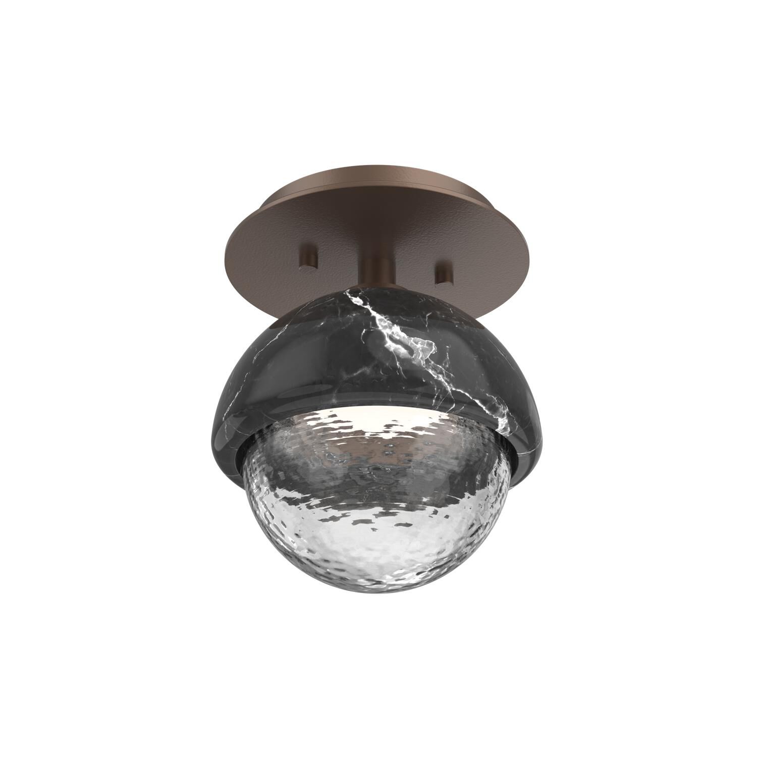 Shown in Burnished Bronze finish and Clear glass and Black Marble accent