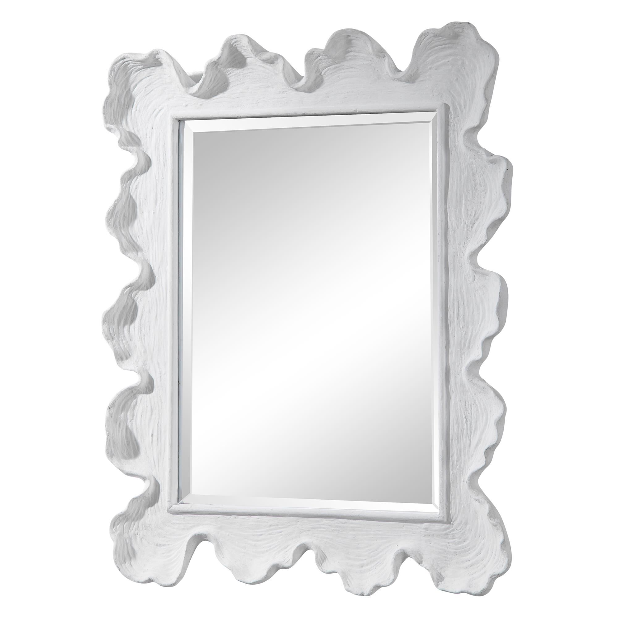 Shown in Reminiscent Of White Coral, This Mirror Showcases A Contemporary Coastal Design. The Organic Shaped  finish