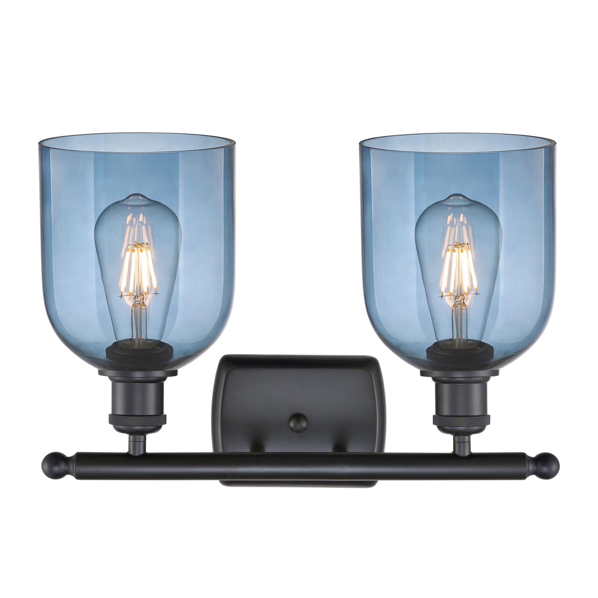 Shown in Matte Black finish and Princess Blue glass