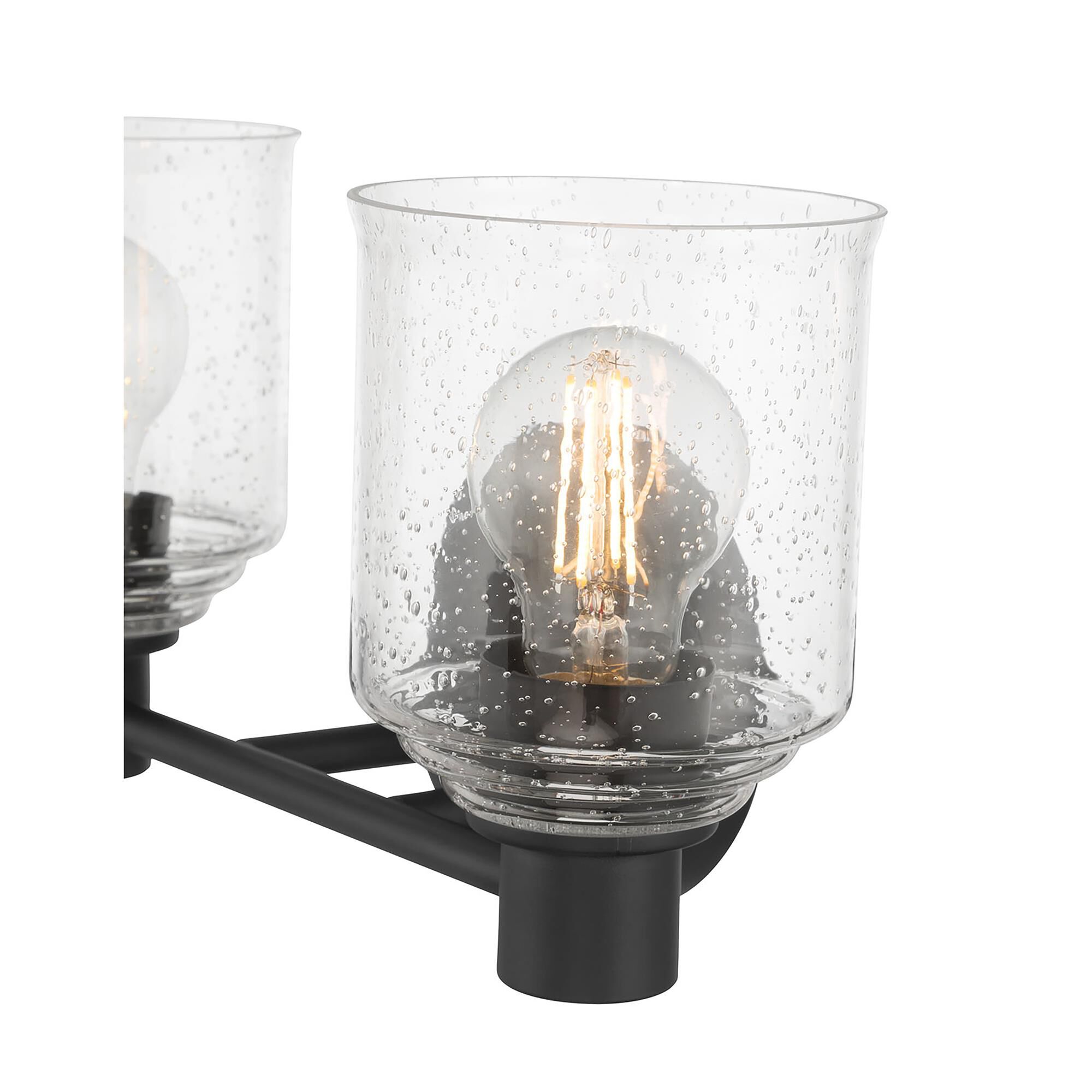 Shown in Matte Black finish and Clear Seeded glass