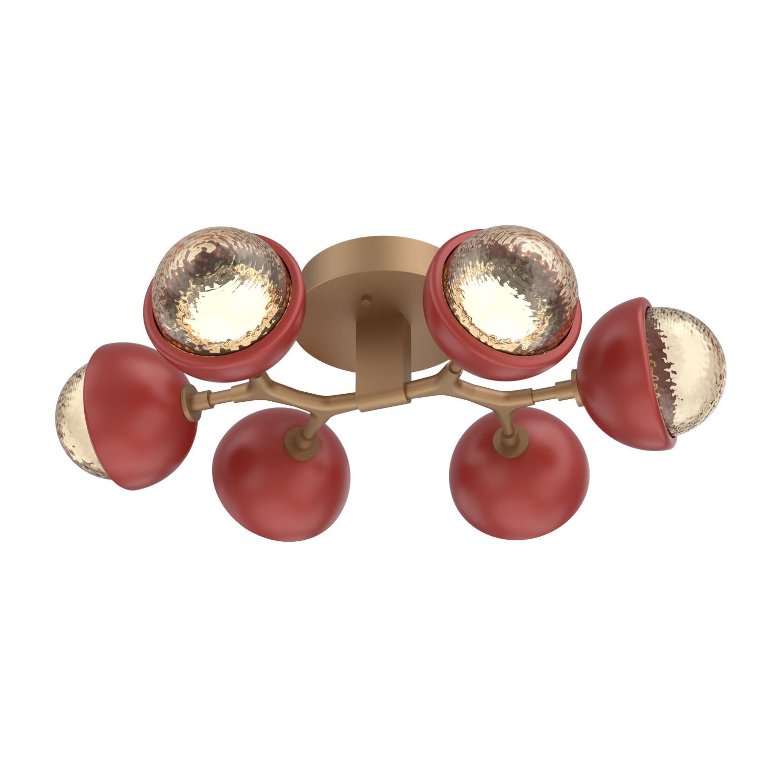 Shown in Novel Brass finish and Amber glass and Cinnamon Red accent