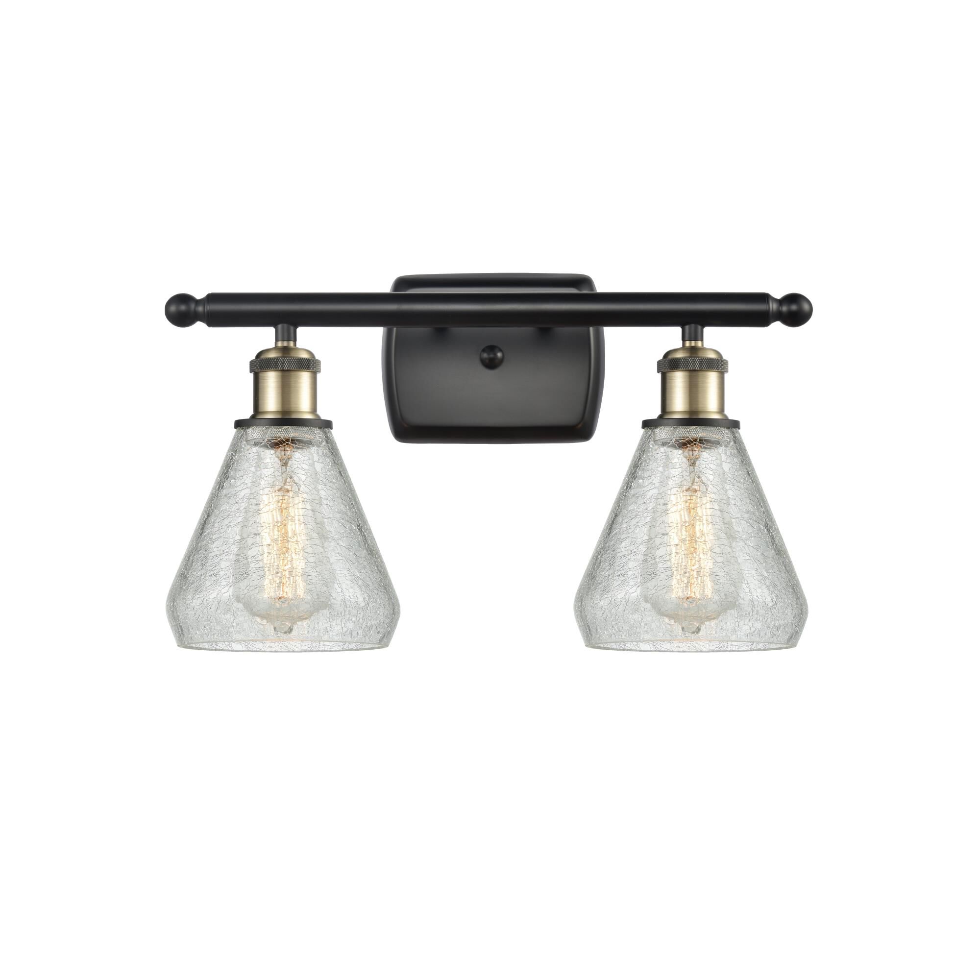 Shown in Black Antique Brass finish and Cone glass and Glass shade and Polished Chrome accent