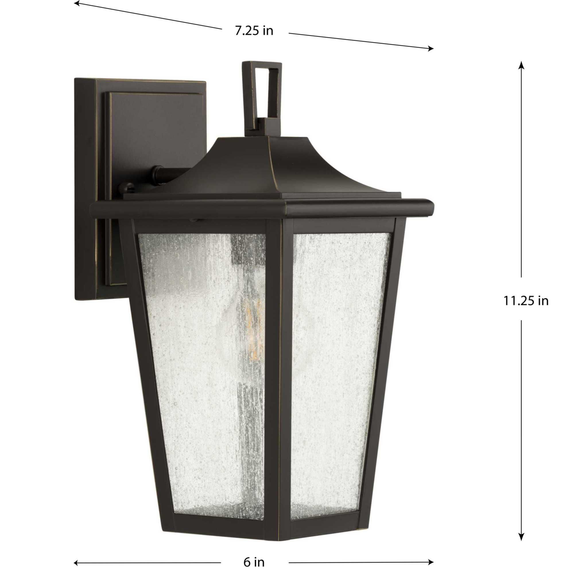 Shown in Antique Bronze finish and Clear Seeded glass