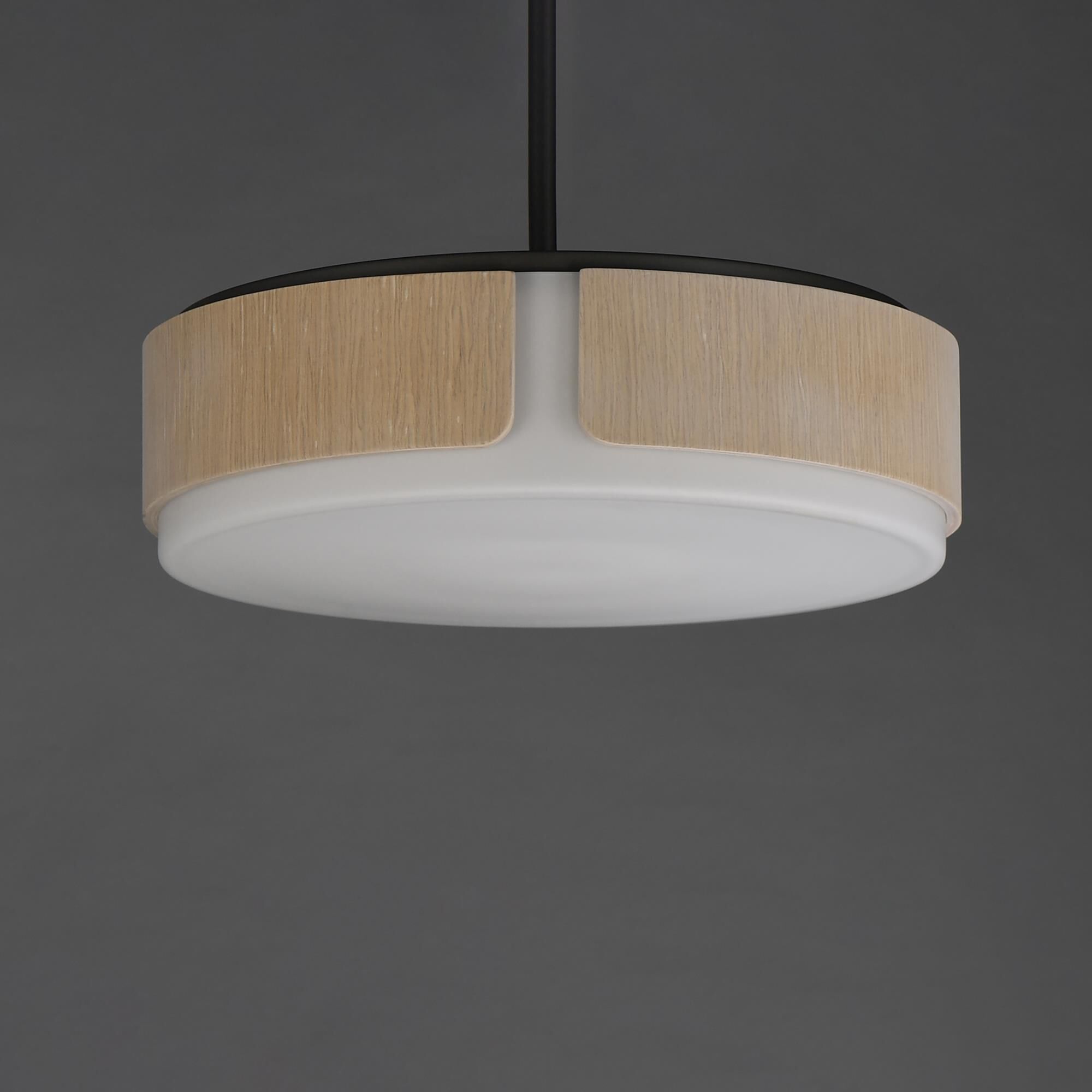 Shown in Natural Wood and Charcoal finish and Satin White glass