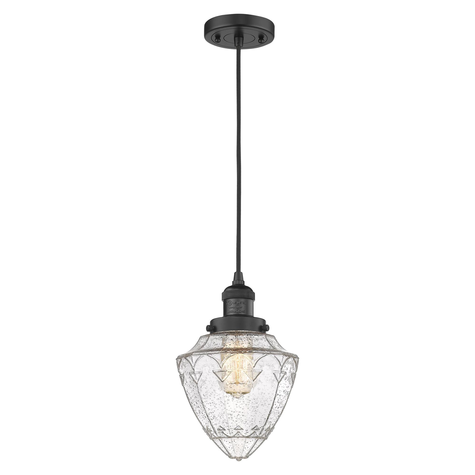 Shown in Matte Black finish and Seedy Small Bullet glass