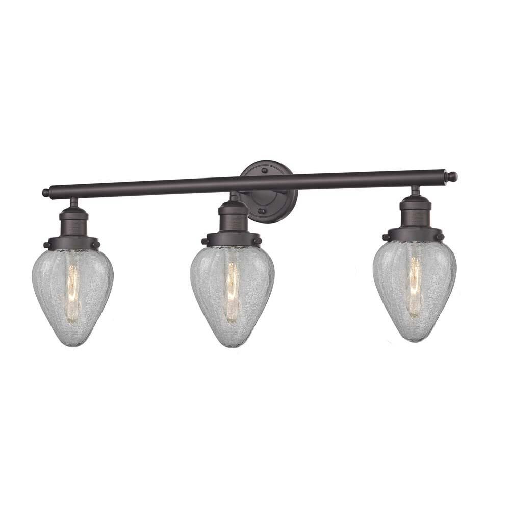 Shown in Oil Rubbed Bronze finish and Clear Crackle glass