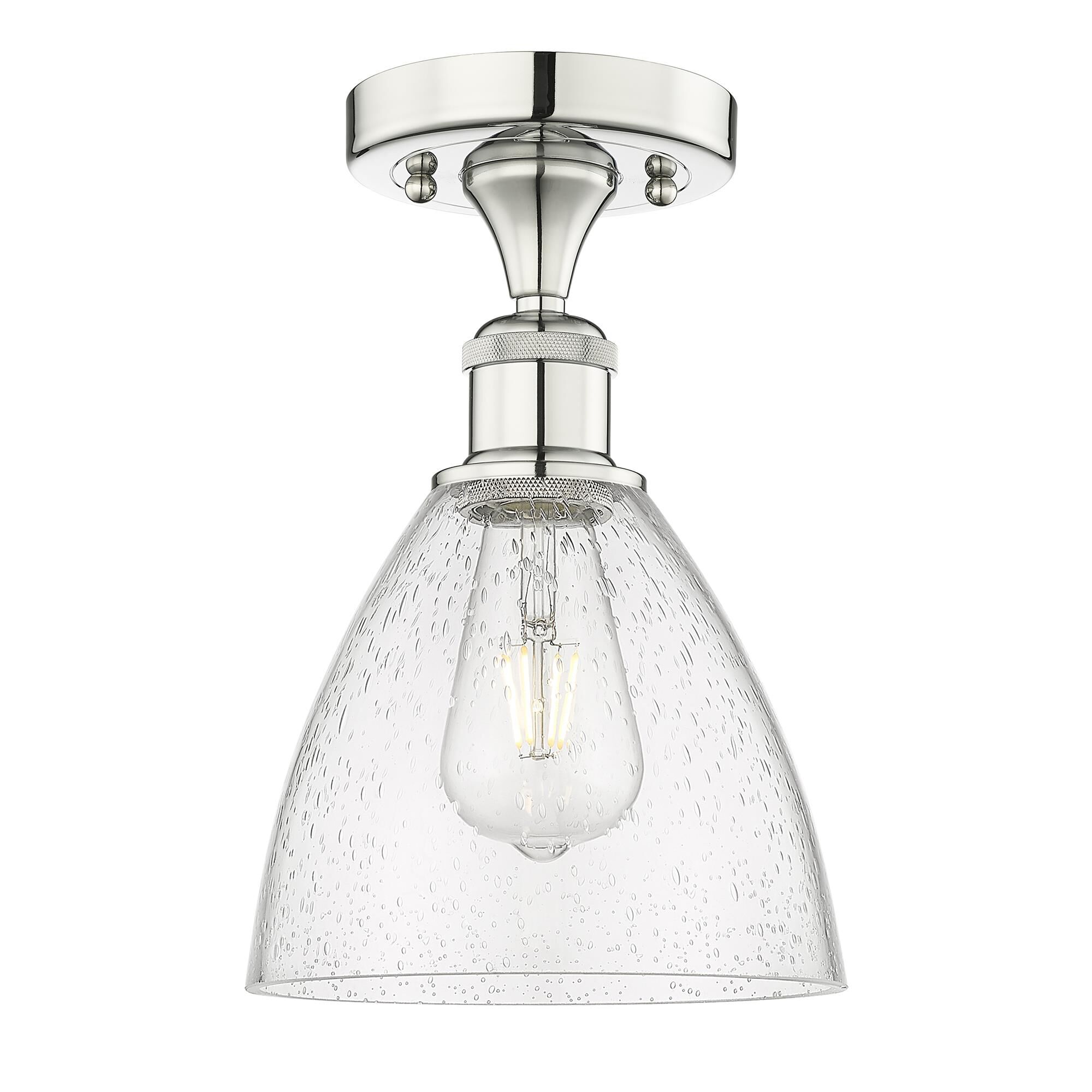 Shown in Polished Nickel finish and Seedy glass