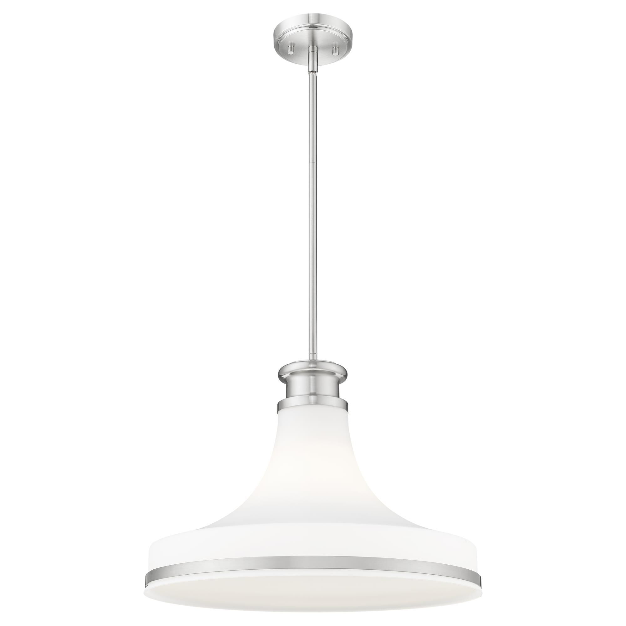 Shown in Brushed Nickel finish and Matte Opal glass