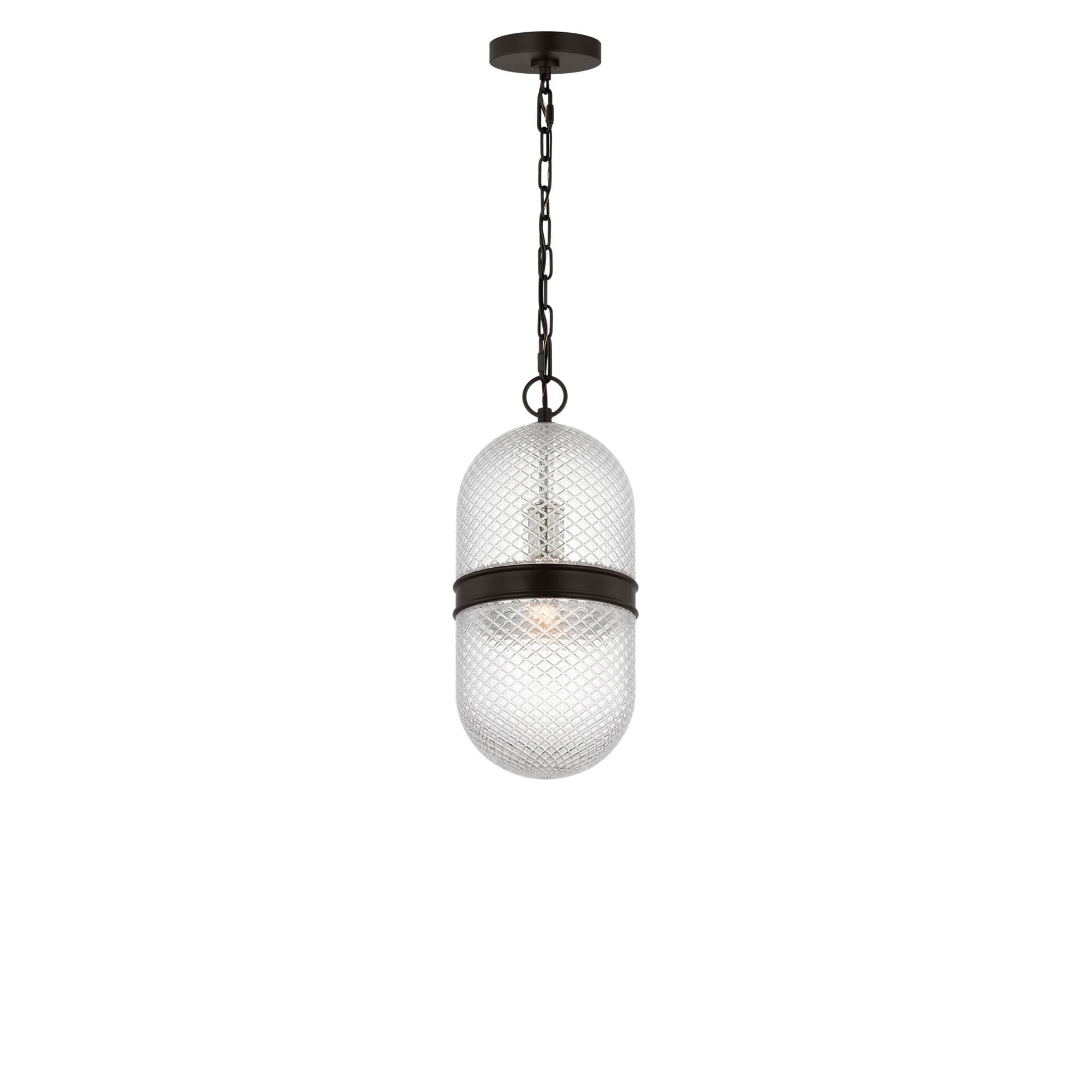 Shown in Aged Iron finish and Textured Transparent Prismatic glass