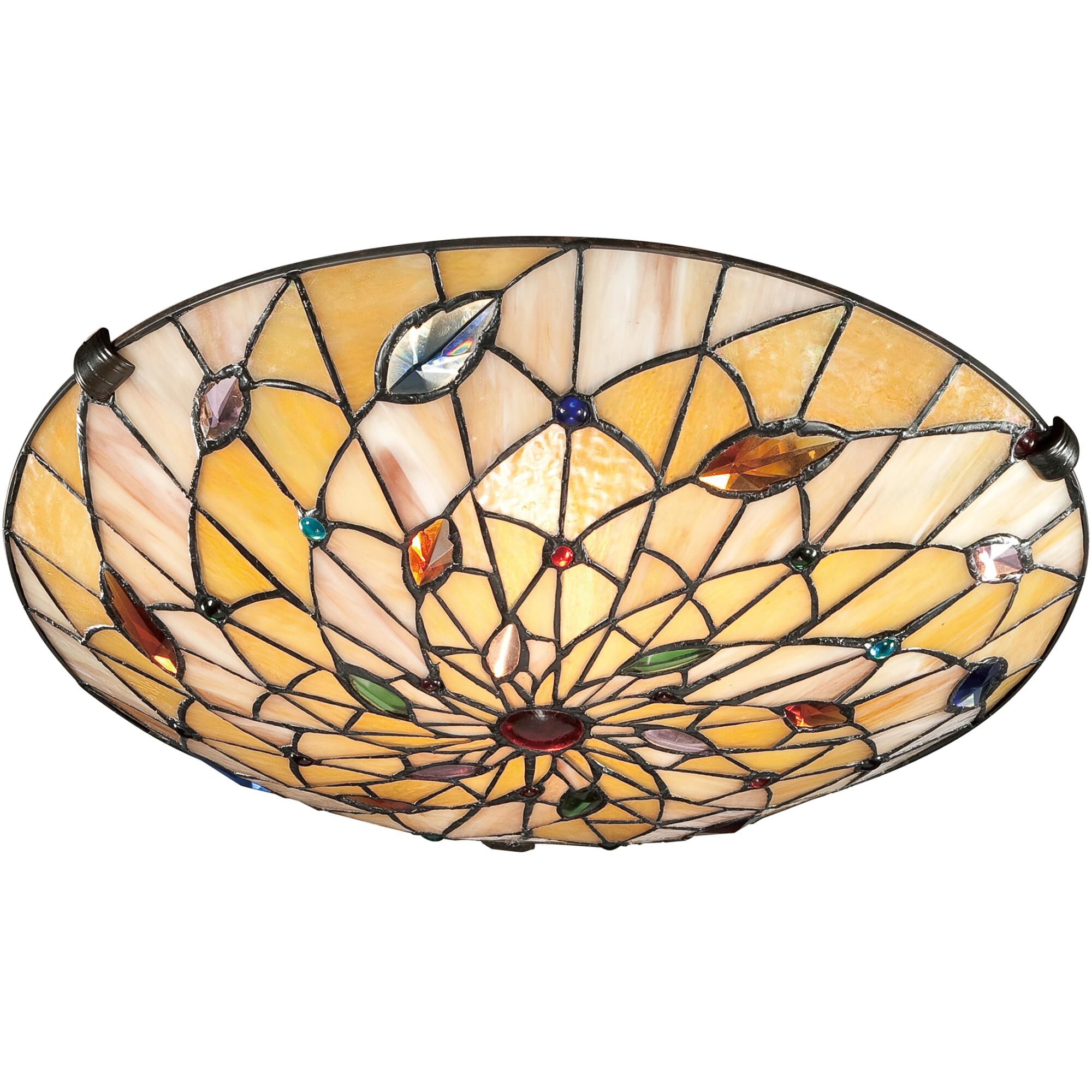 Shown in Vintage Bronze finish and Tiffany glass