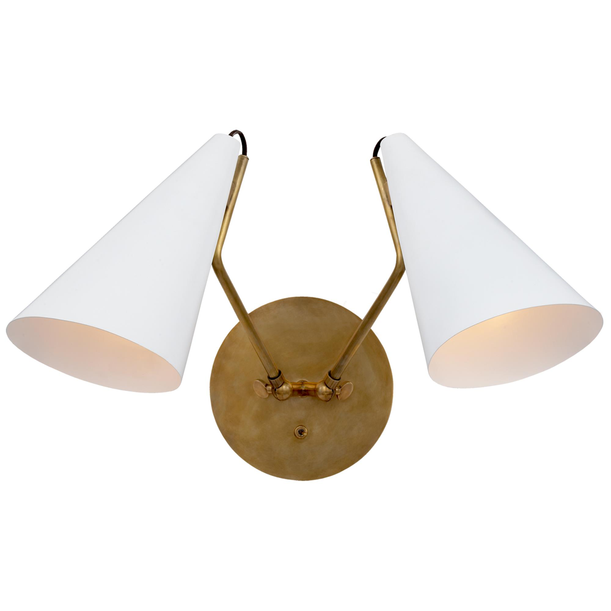 Shown in Hand-Rubbed Antique Brass finish and White shade