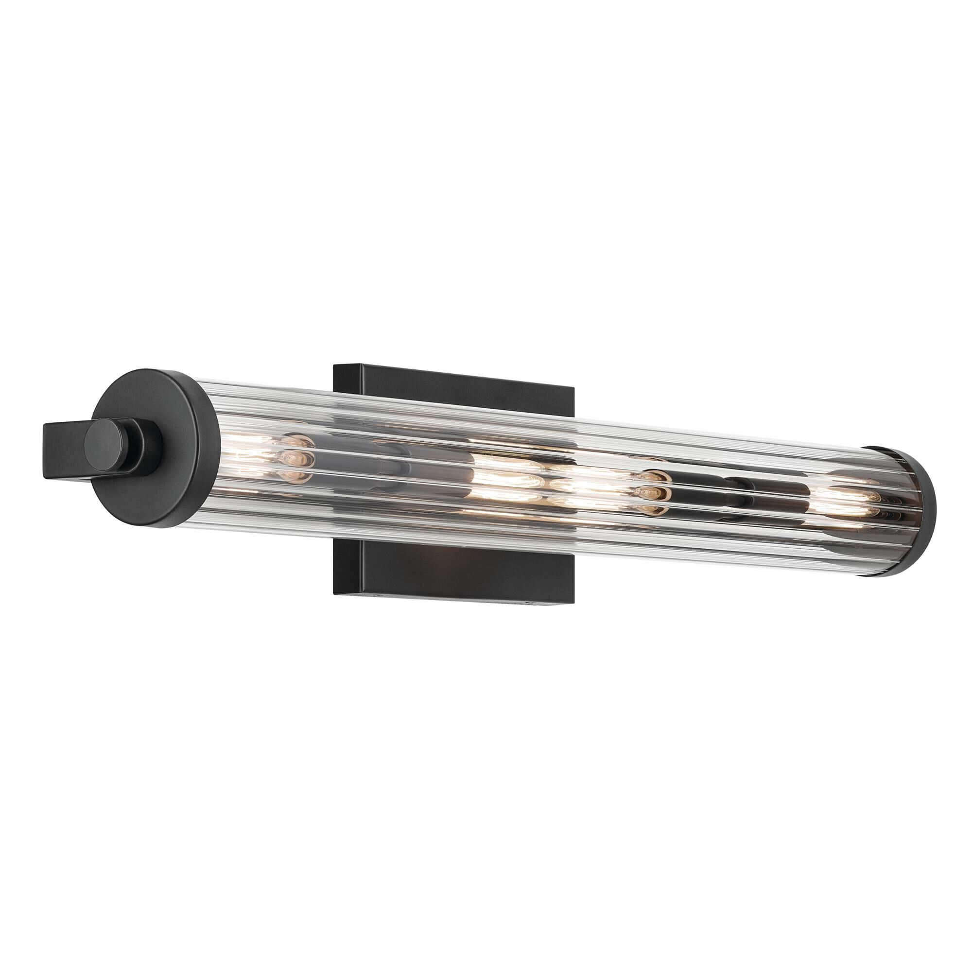 Shown in Black finish and Fluted Clear glass