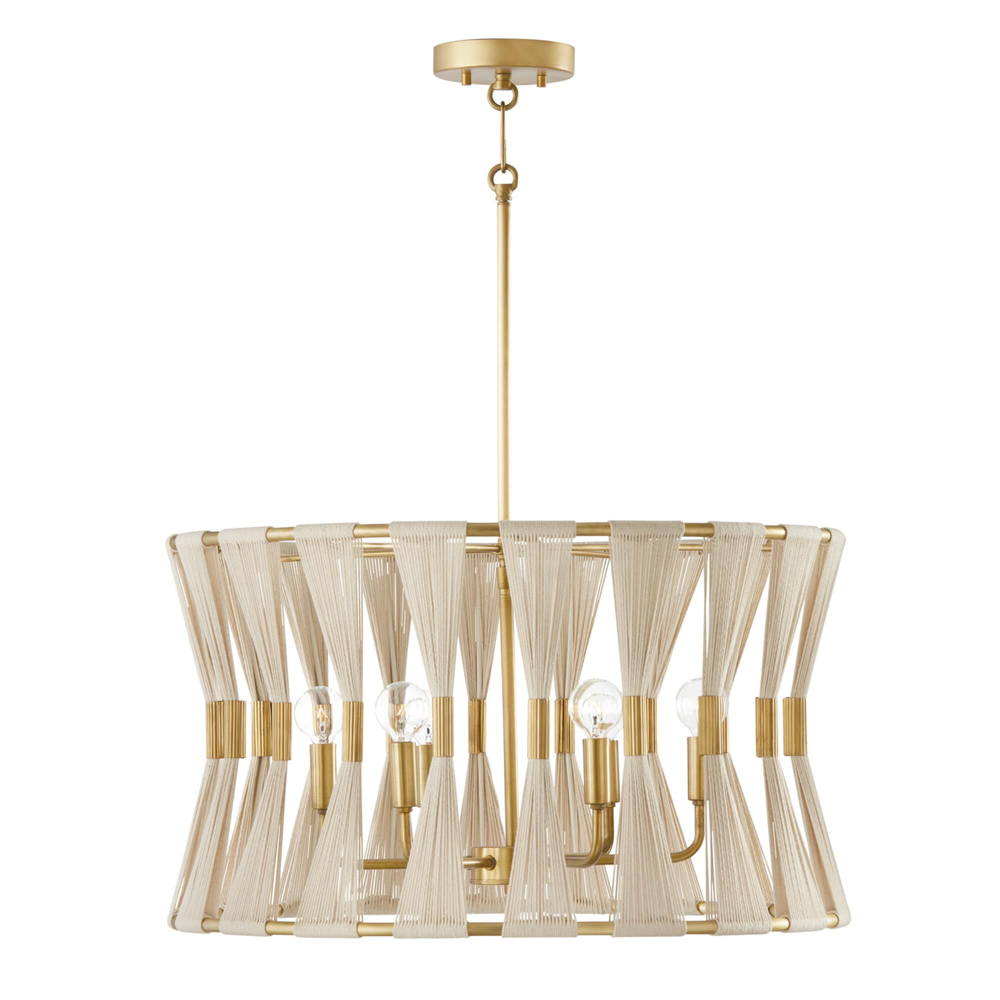 Shown in Bleached Natural Rope And Patinaed Brass finish