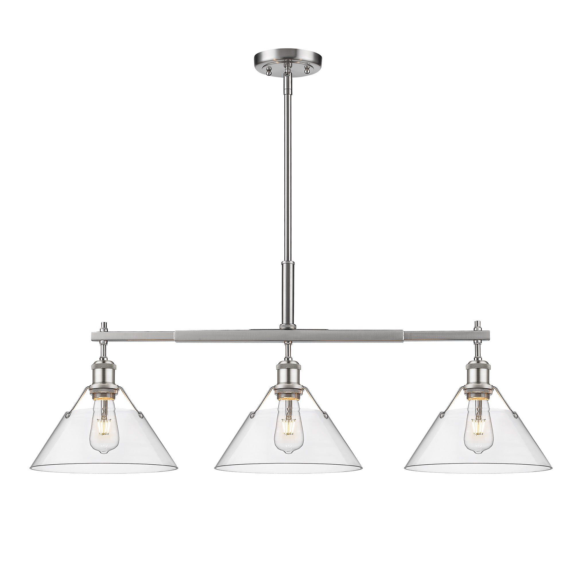 Shown in Pewter finish and Clear glass and Without Shade shade