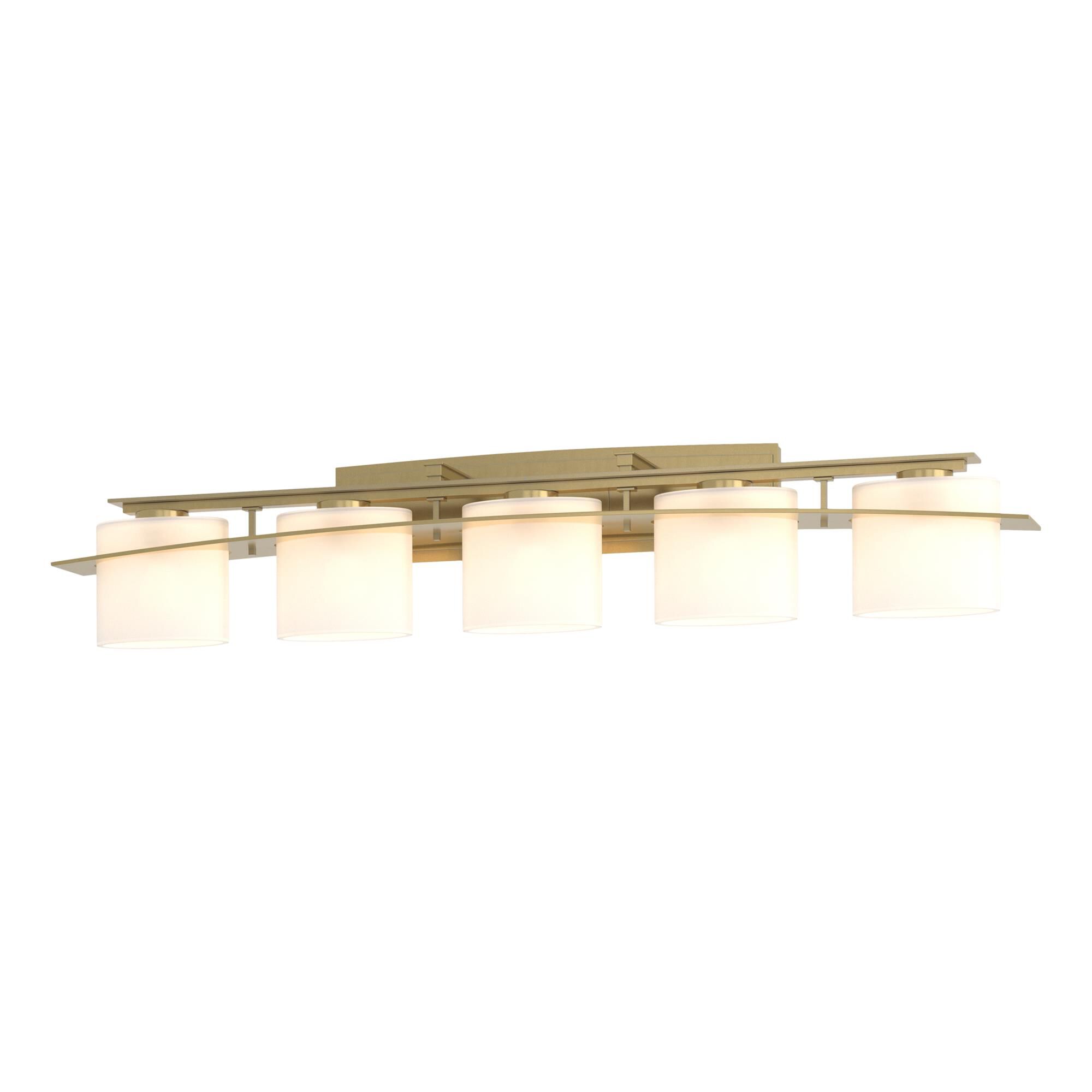 Shown in Modern Brass finish and Opal glass