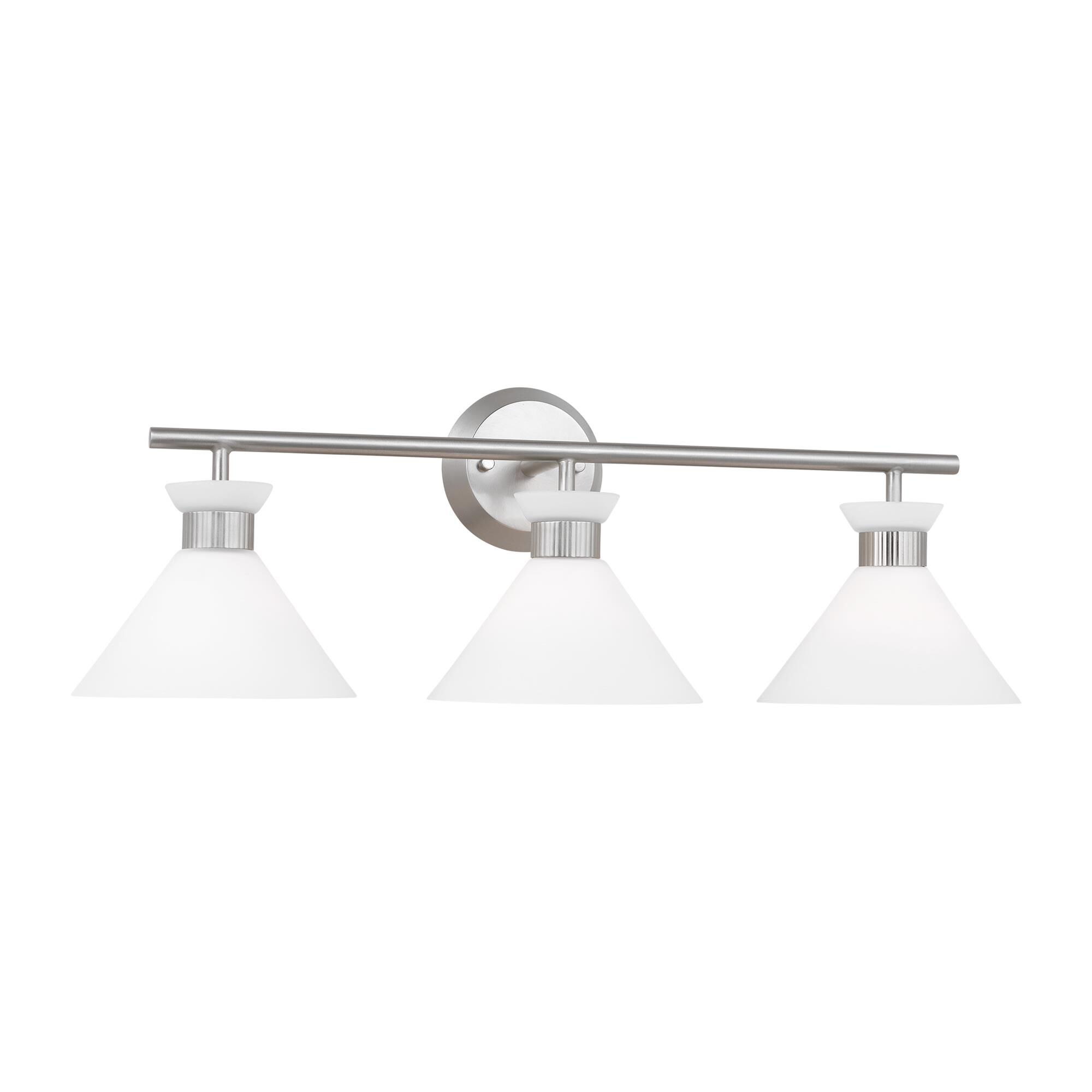 Shown in Brushed Steel finish and Etched White Glass s shade