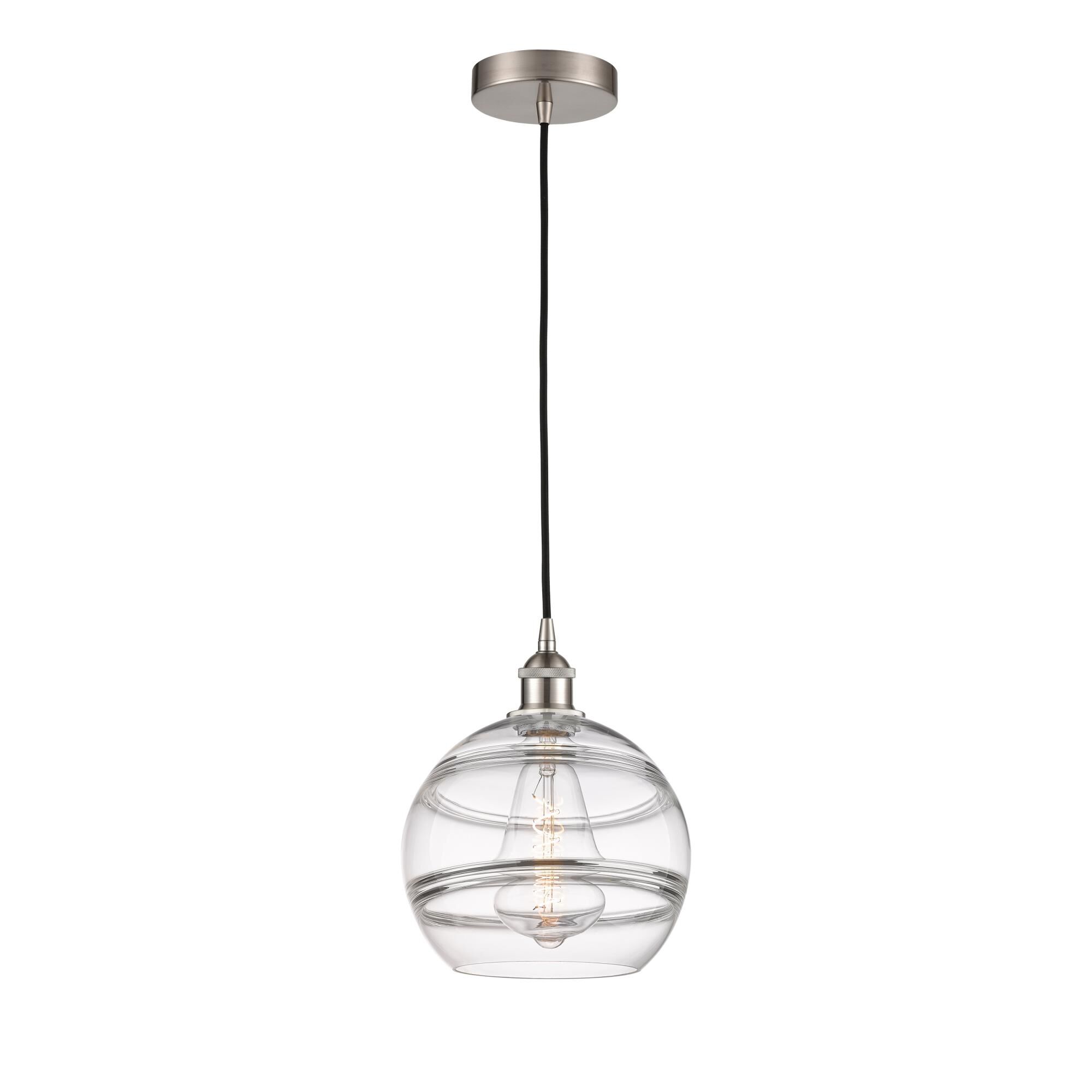 Shown in Brushed Satin Nickel finish and Clear glass