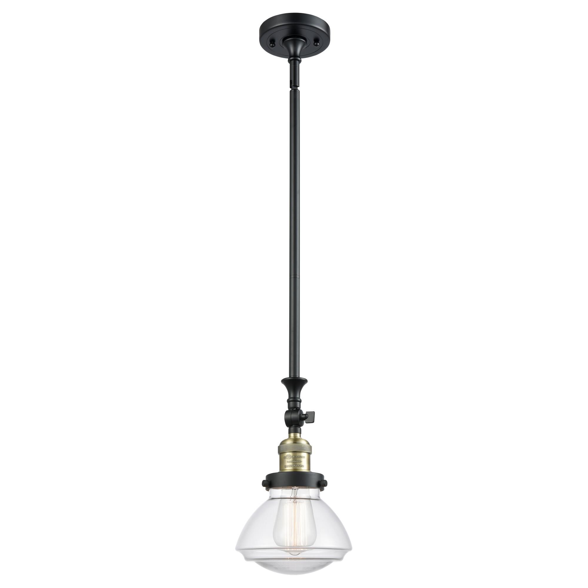 Shown in Black Antique Brass finish and Bell glass and Glass shade