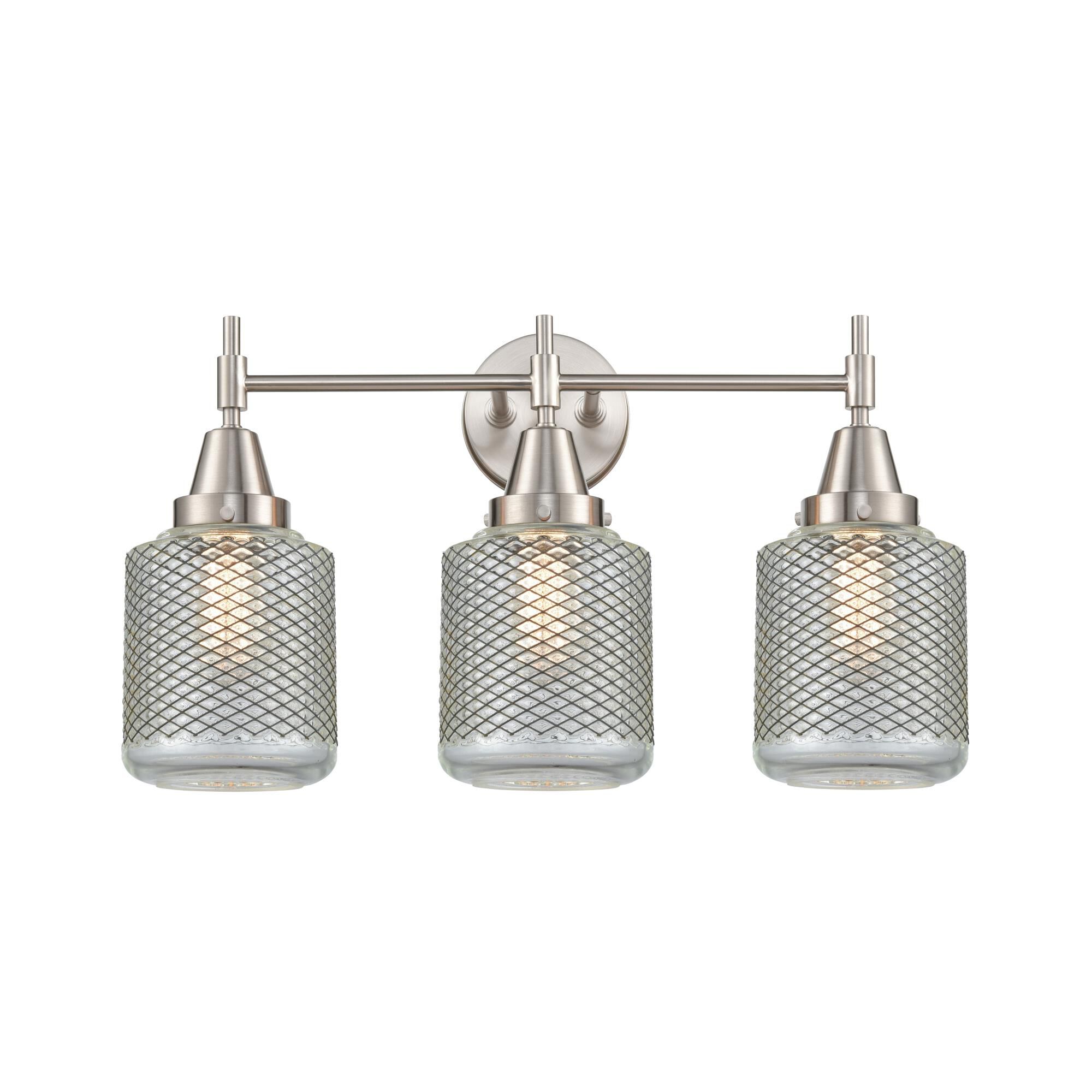 Shown in Satin Nickel finish and Matte White Cased Large Cone glass