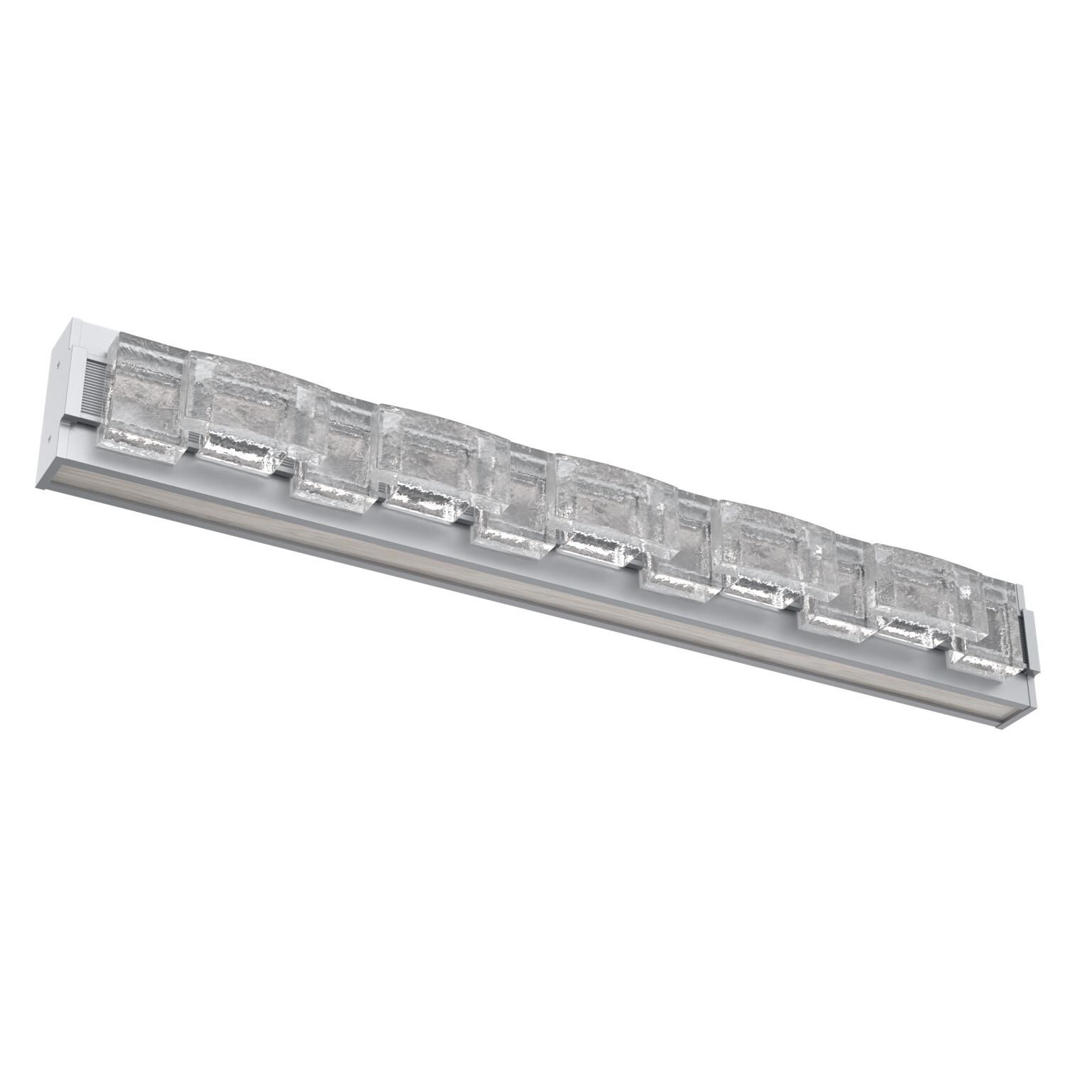 Shown in Classic Silver finish and Rough Seedy glass and Light Oak accent