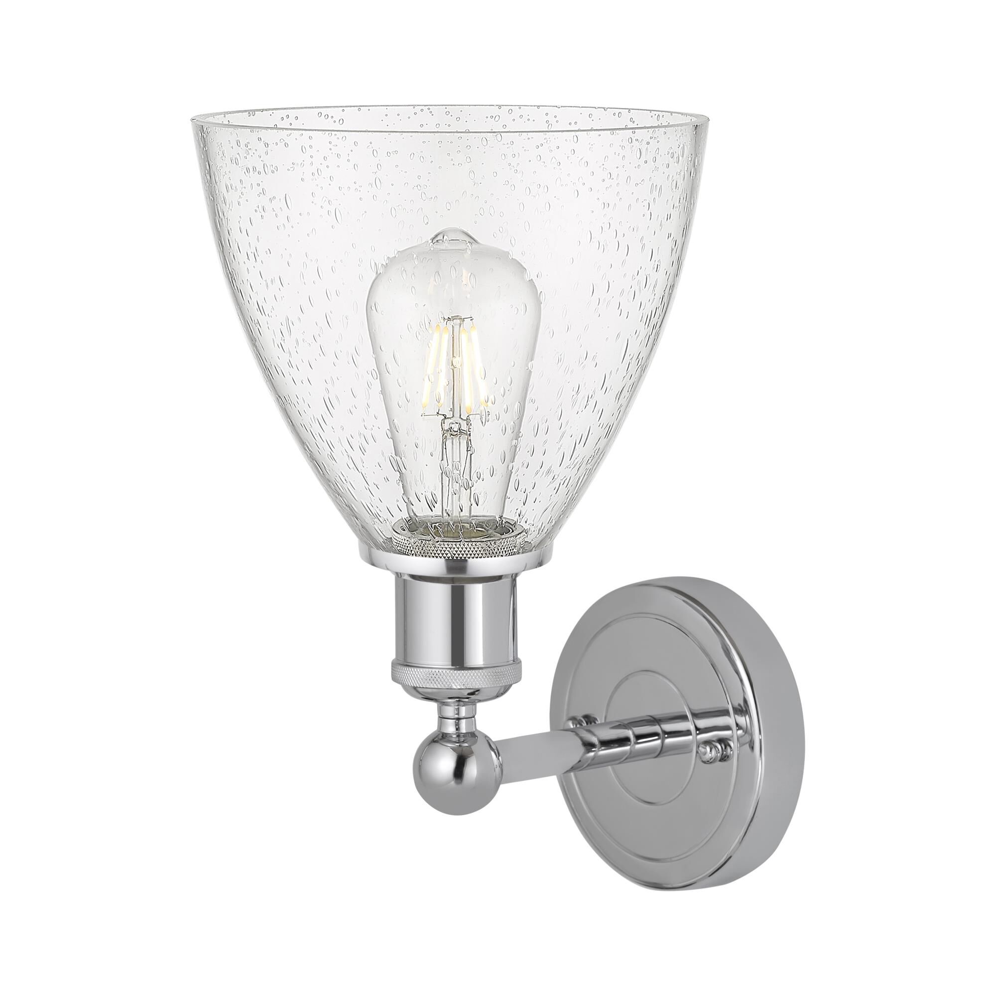 Shown in Polished Chrome  finish and Seedy glass