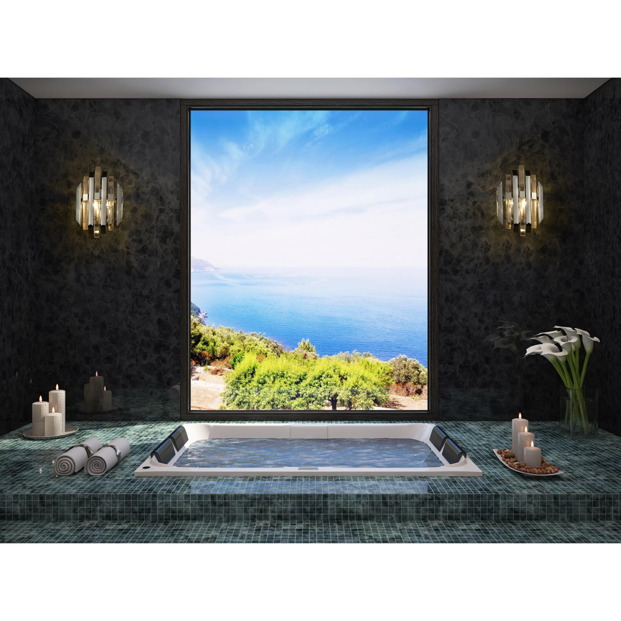 Shown in Polished Nickel finish and Crystal glass and Crystal shade