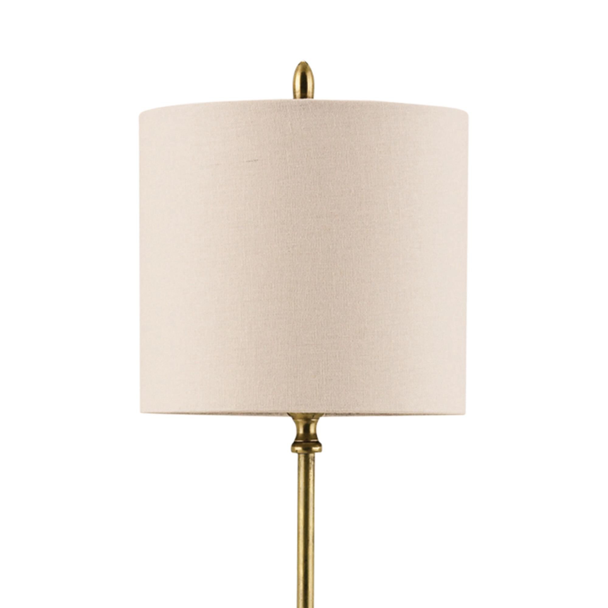 Shown in Vintage Brass/Black finish and Included shade