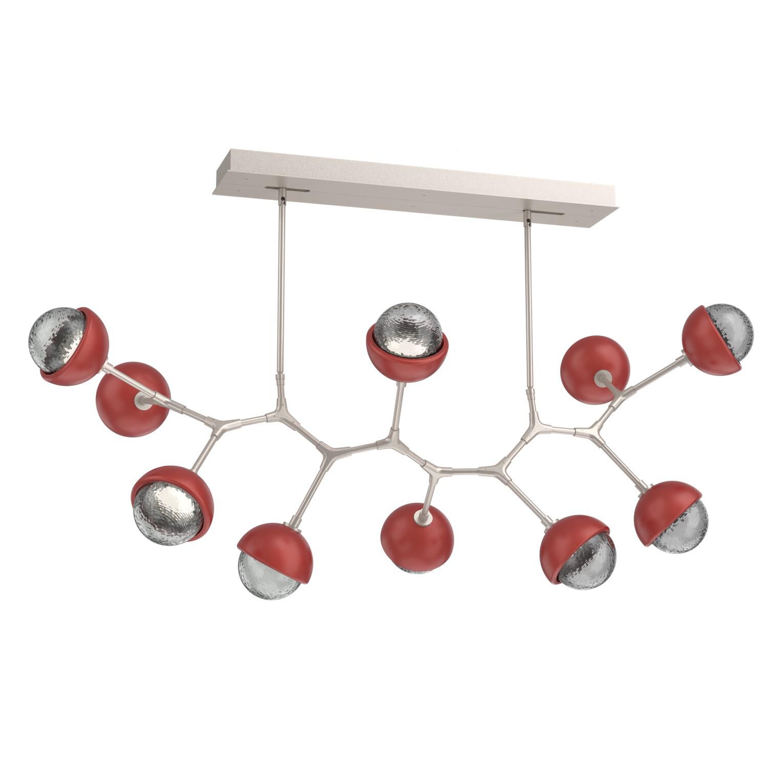 Shown in Beige Silver finish and Smoke glass and Cinnamon Red accent