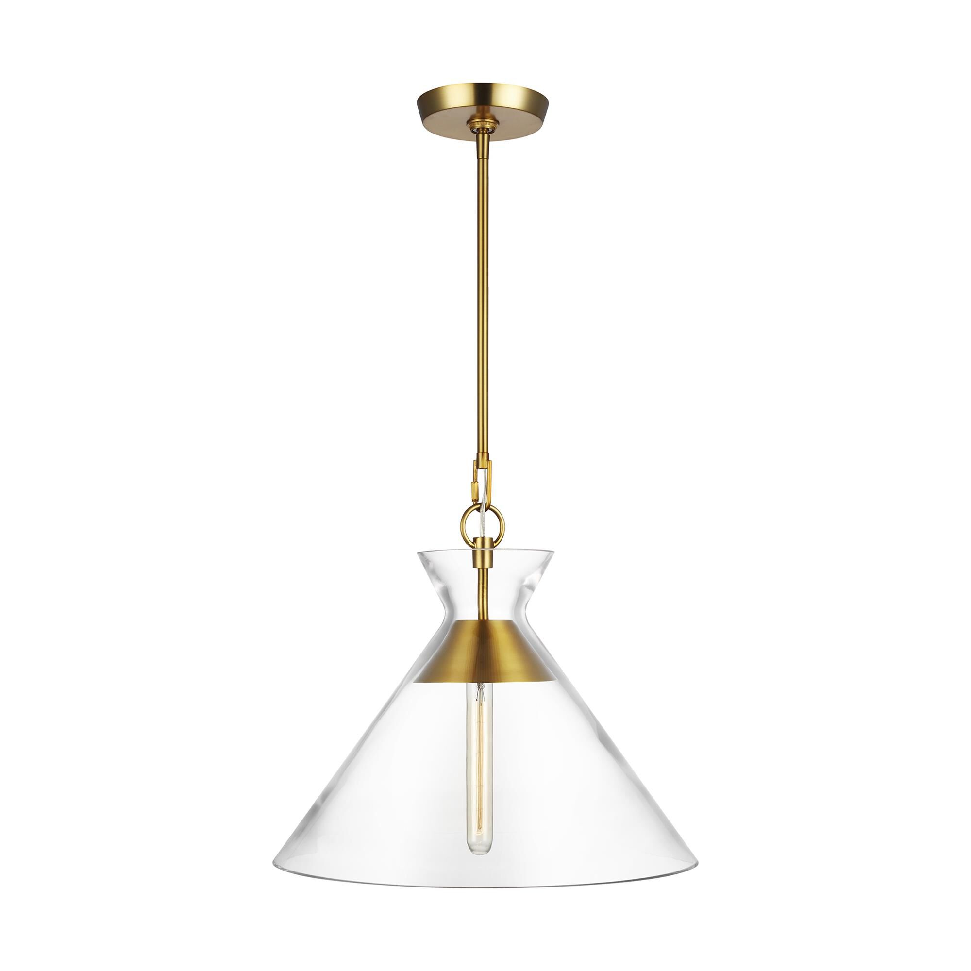 Shown in Burnished Brass finish and Clear glass