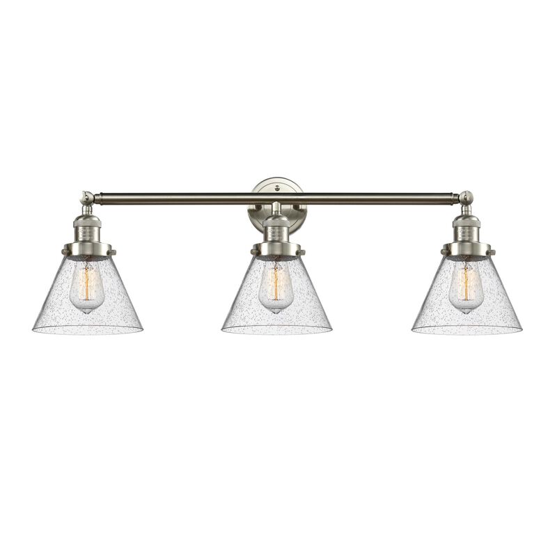 Bruno Marashlian Large Cone 32 Inch 3 Light Bath Vanity Light by Innovations Lighting