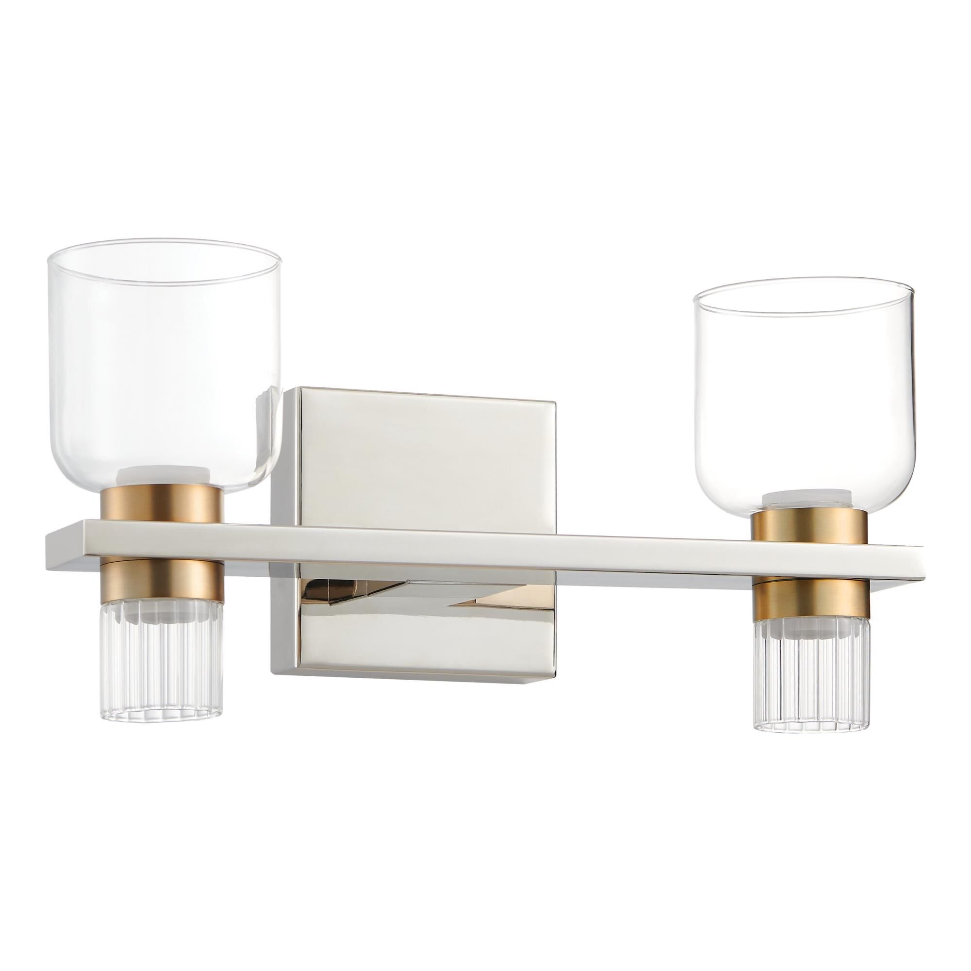 Shown in Polished Nickel finish and Clear, Clear Ribbed glass