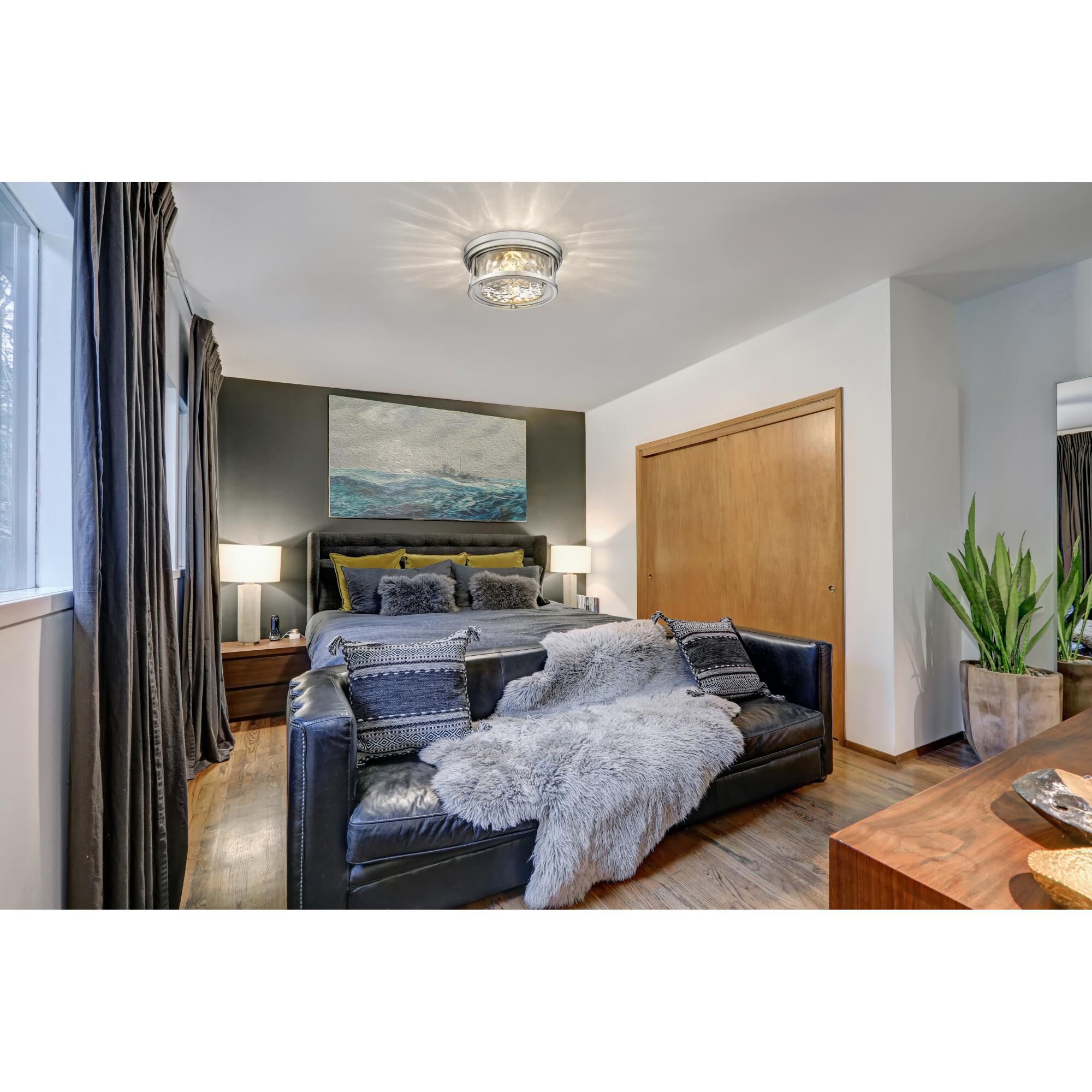 Shown in Brushed Nickel finish and Inner Clear Water and Outer Clear glass and No Shade shade