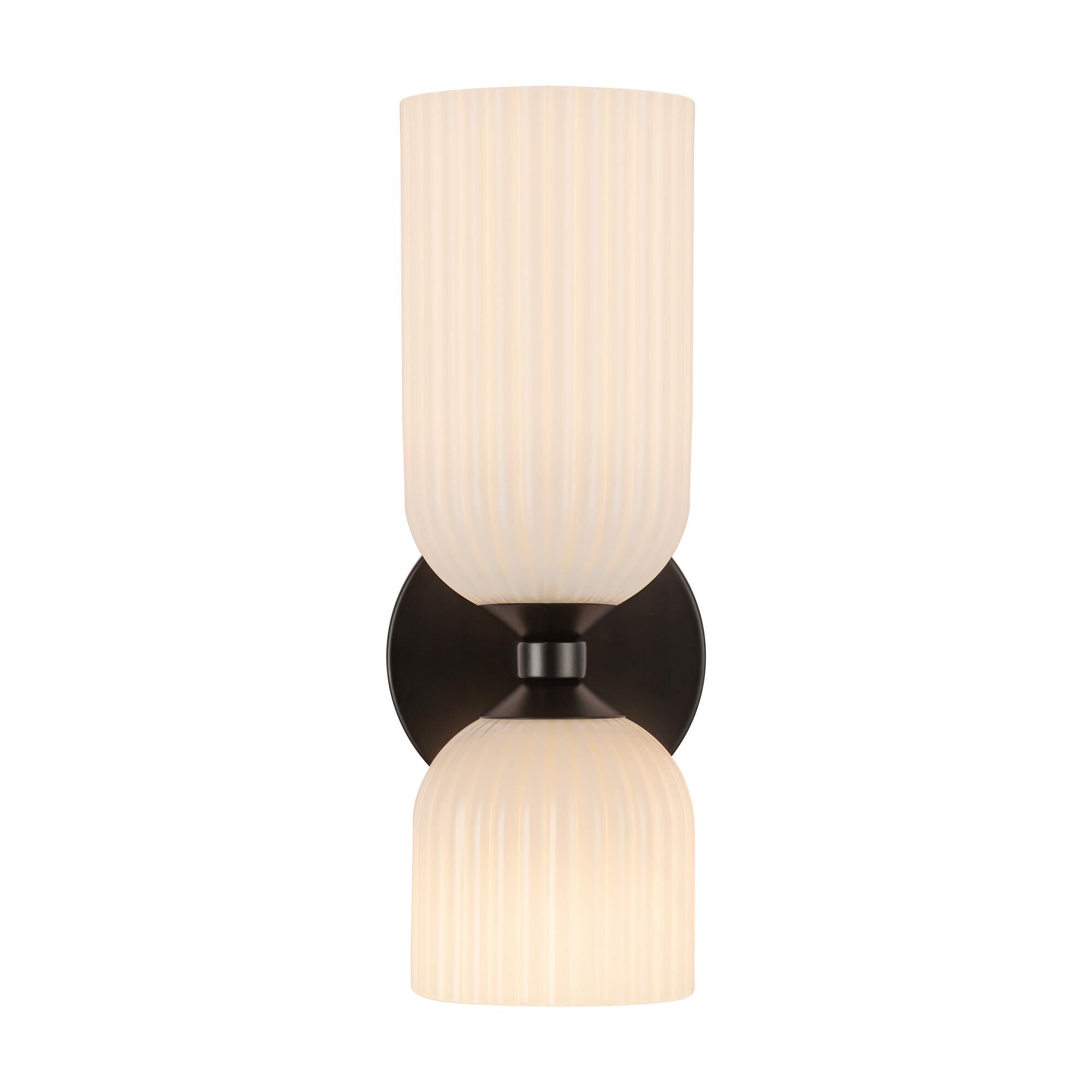 Shown in Matte Black finish and Glossy Opal Ribbed glass
