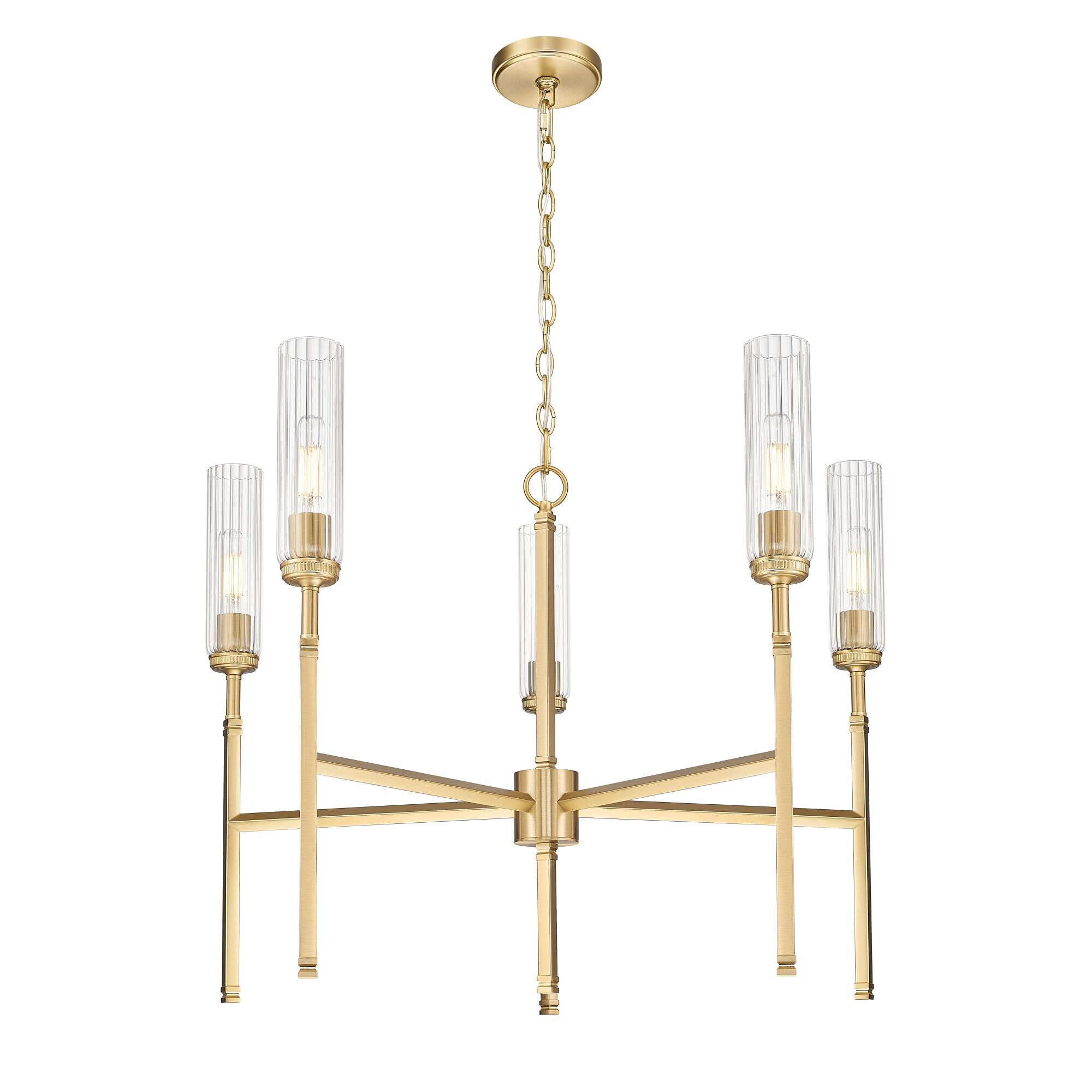 Shown in Modern Gold finish and Clear glass