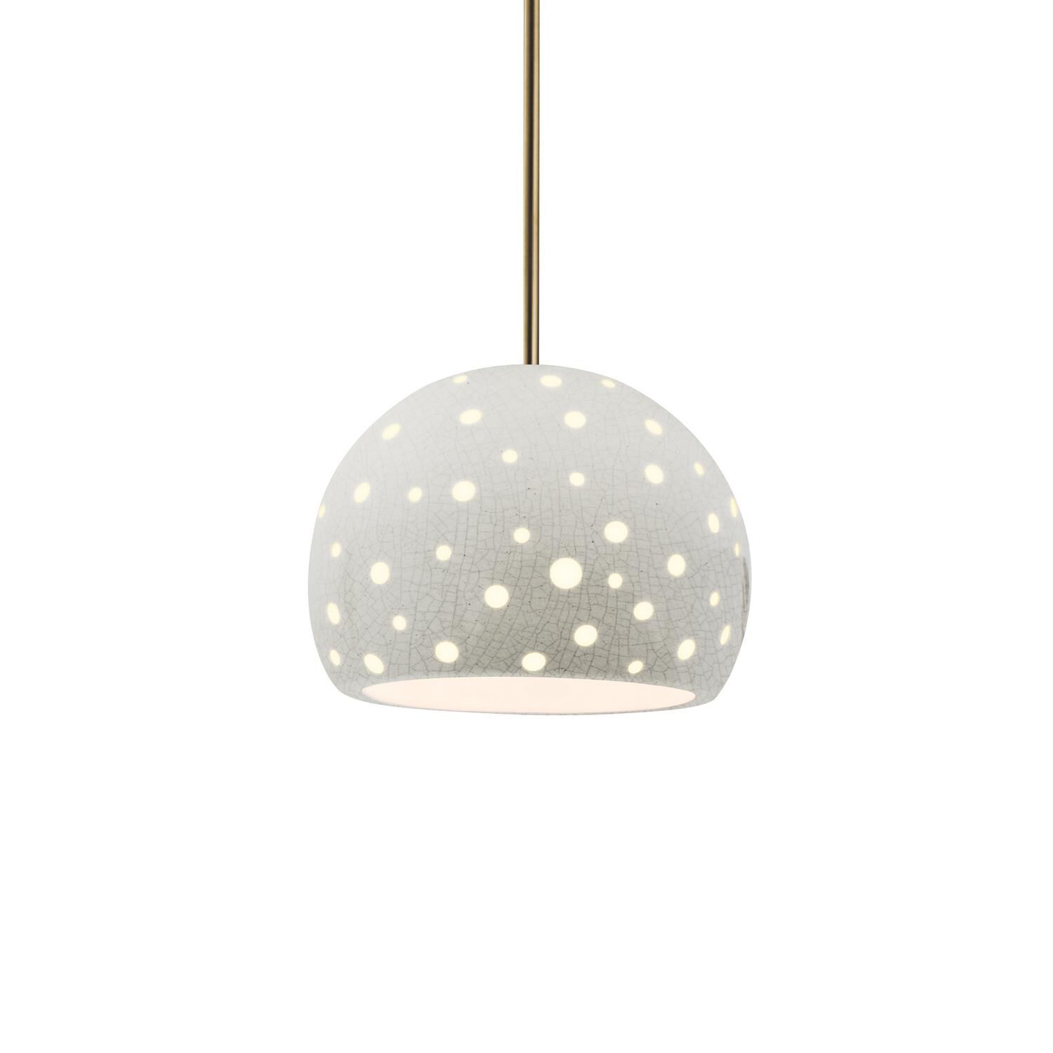 Shown in Antique Brass finish and White Crackle shade