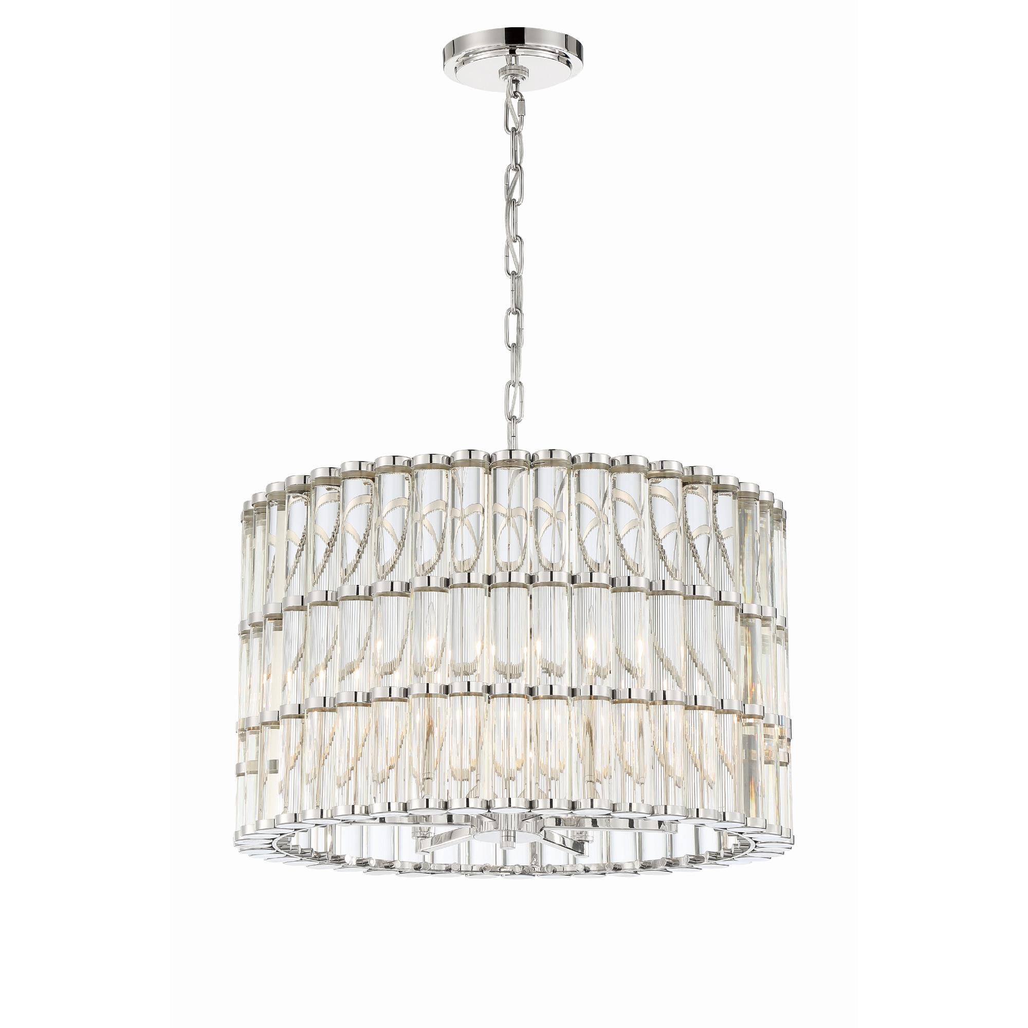 Shown in Polished Nickel finish and Clear Glass crystal