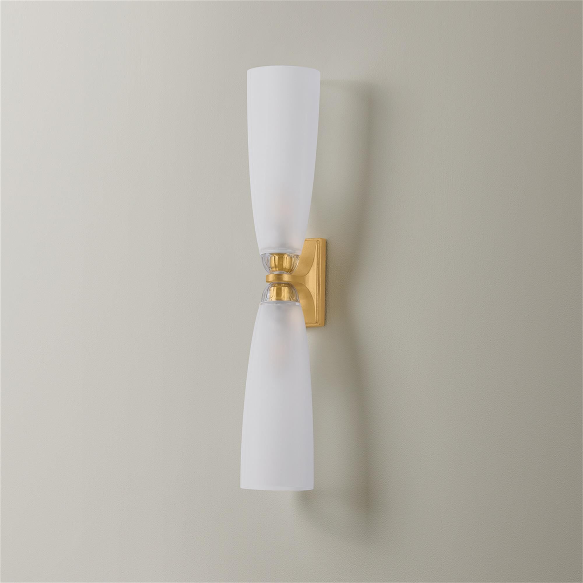 Shown in Vintage Gold Leaf finish and Clear Etched glass