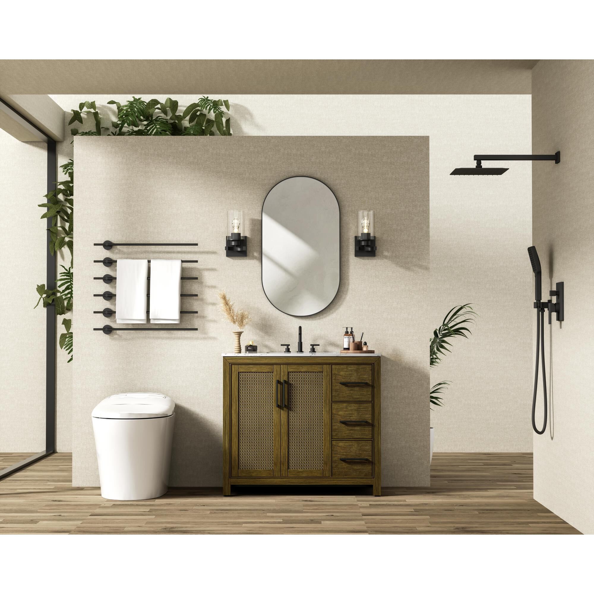 Shown in Hazel Oak finish