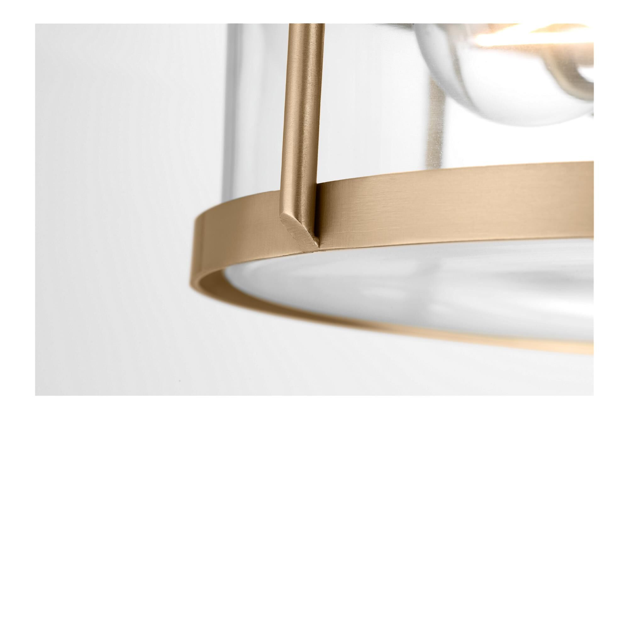 Shown in Satin Brass finish and Clear glass