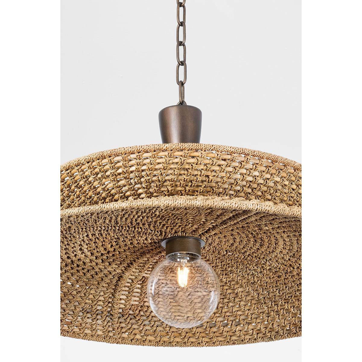 Shown in Bronze Leaf finish and Natural Abaca shade