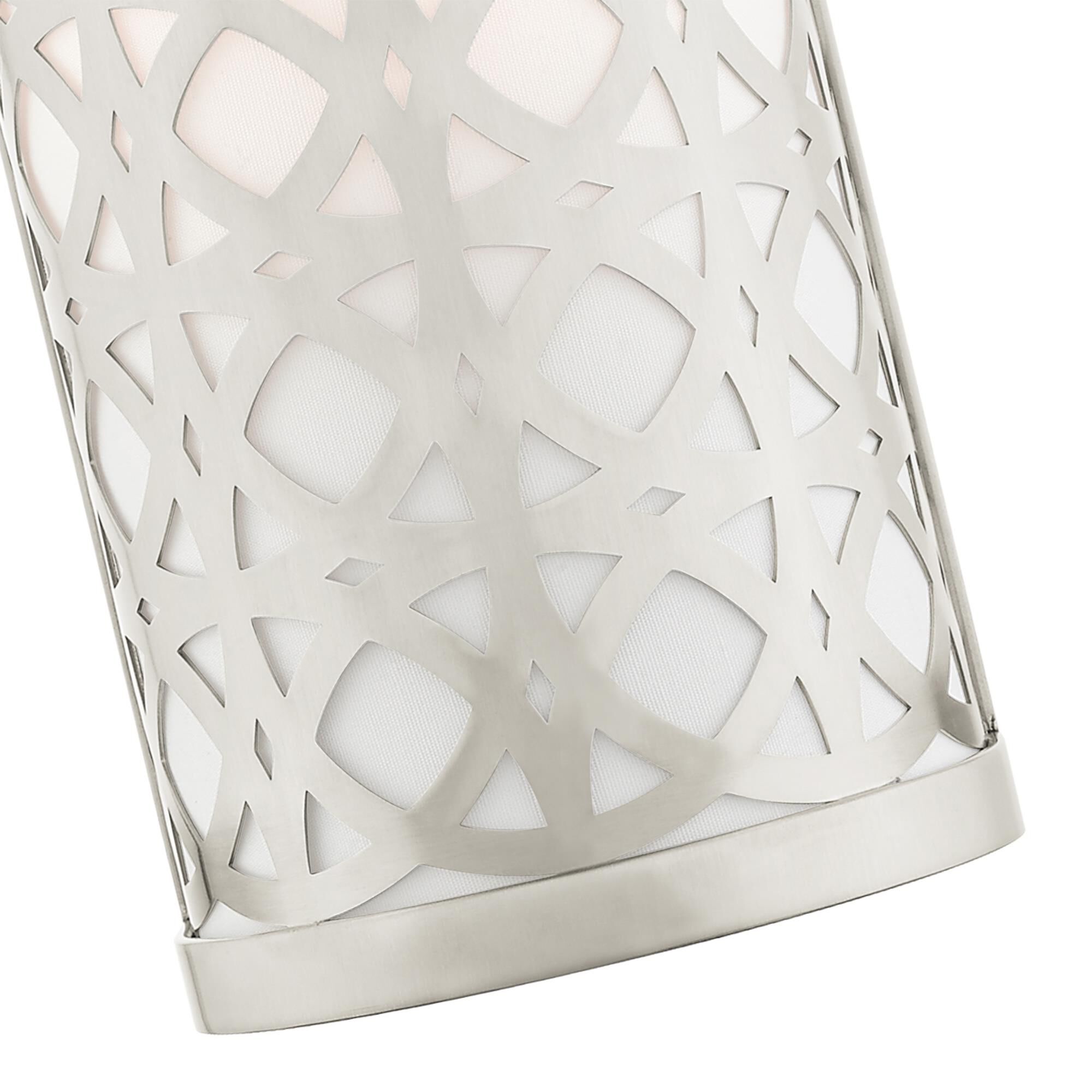 Shown in Brushed Nickel finish and Hand Crafted Hardback  Completely Finished With Off-White Color Fabric Outside and Inside shade