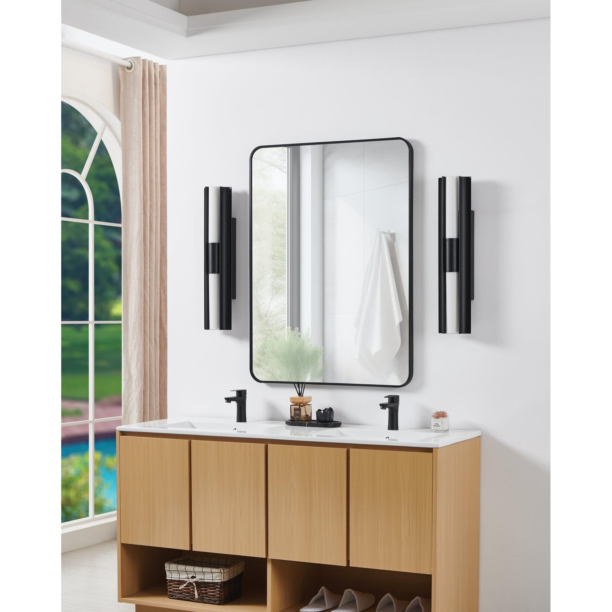 Shown in Textured Black finish and Etched Opal glass