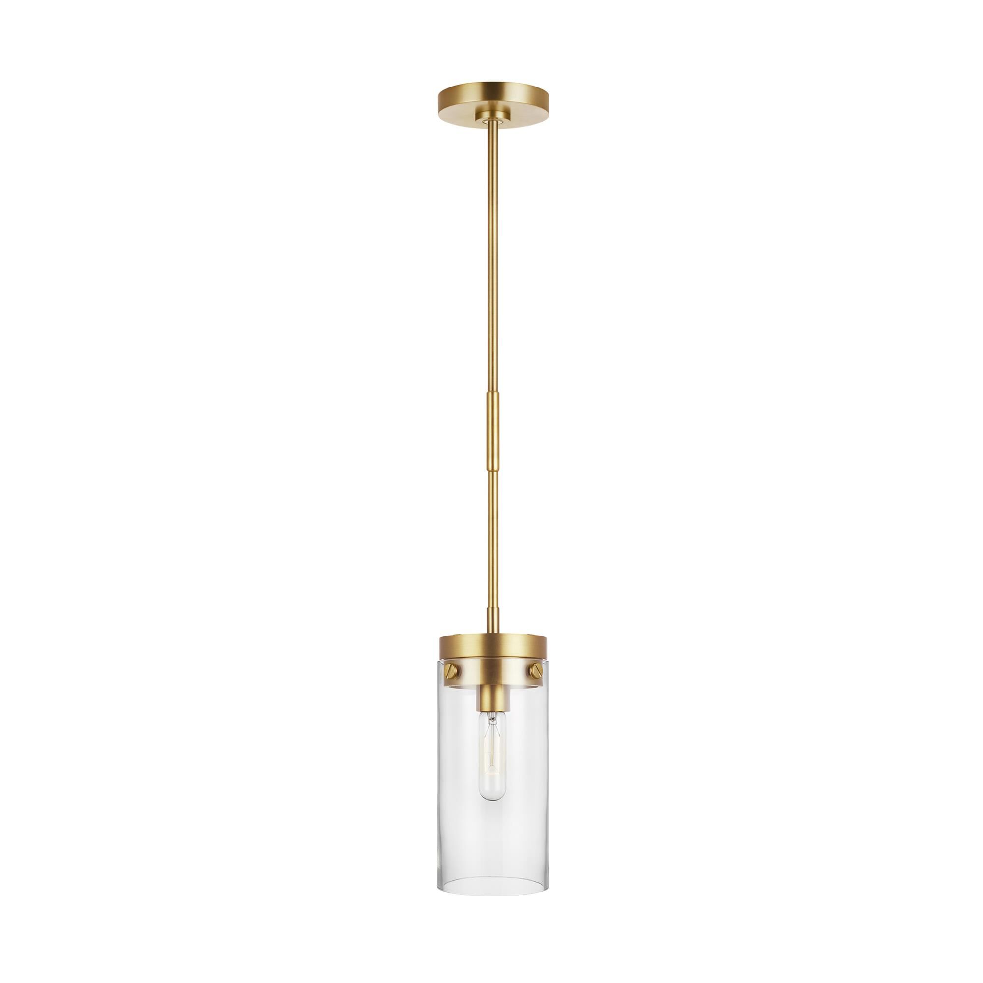 Shown in Burnished Brass finish and Clear glass