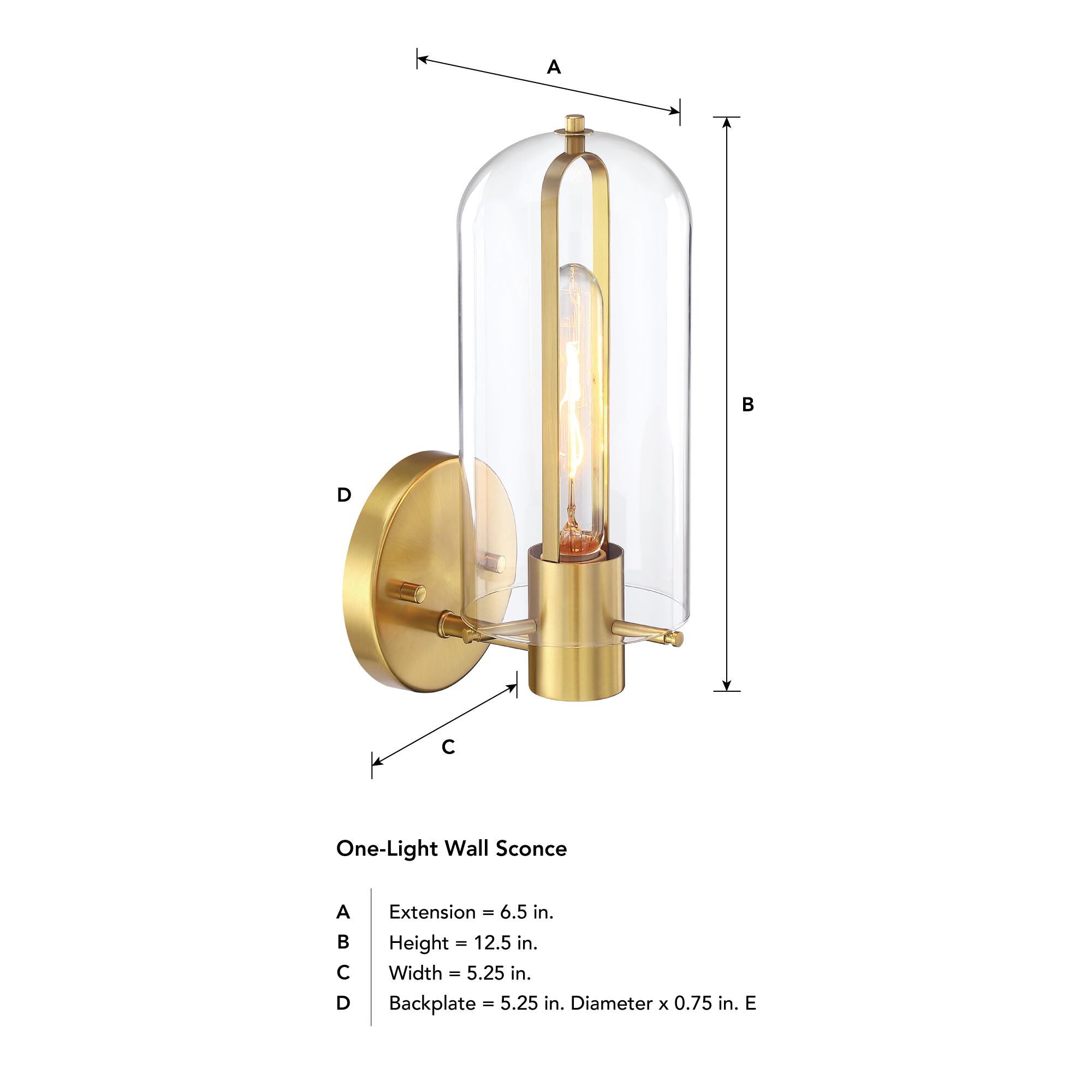 Shown in Brushed Gold finish and Clear glass
